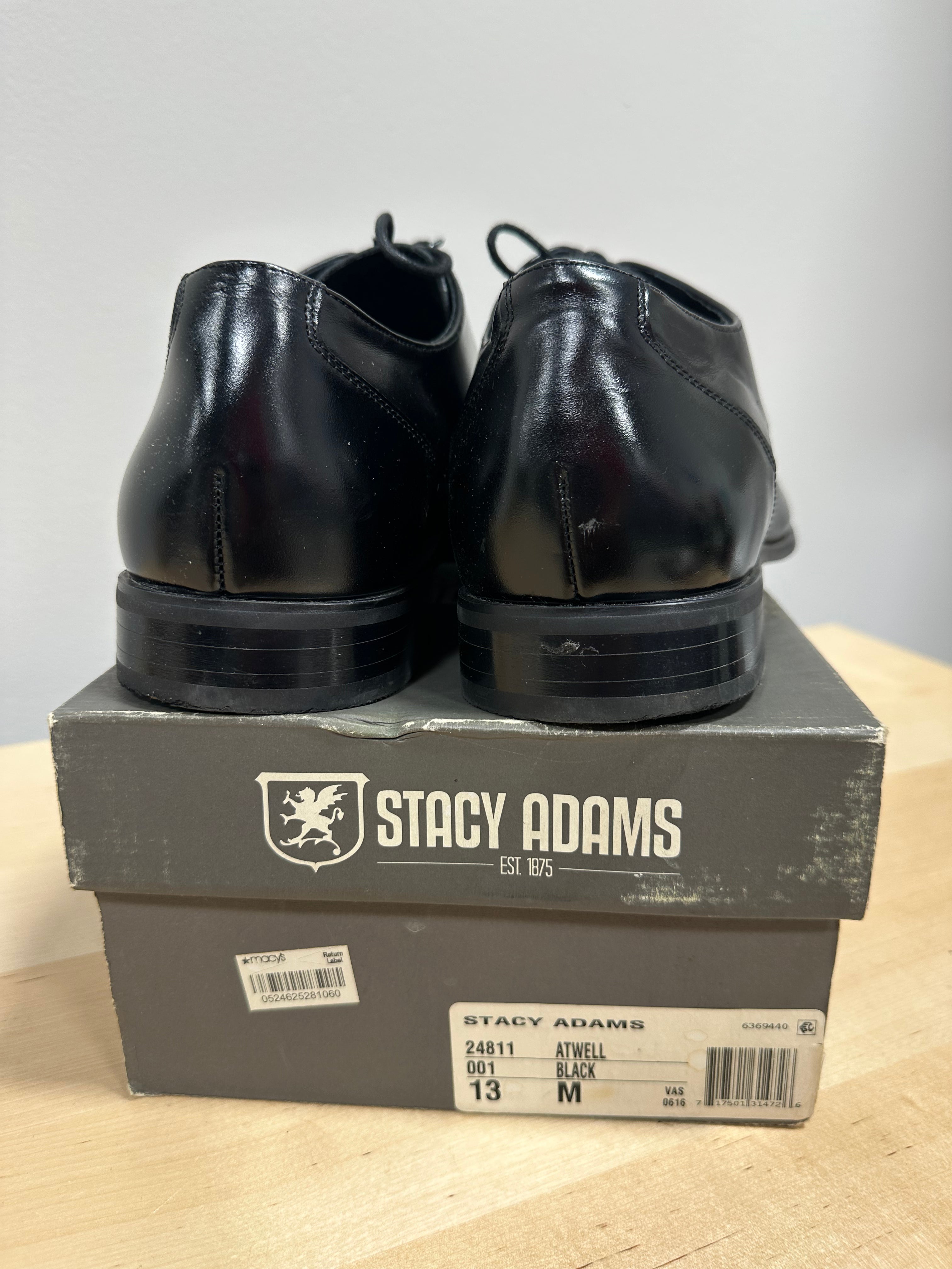 Black leather Stacy Adams Atwell oxfords men's sz 13