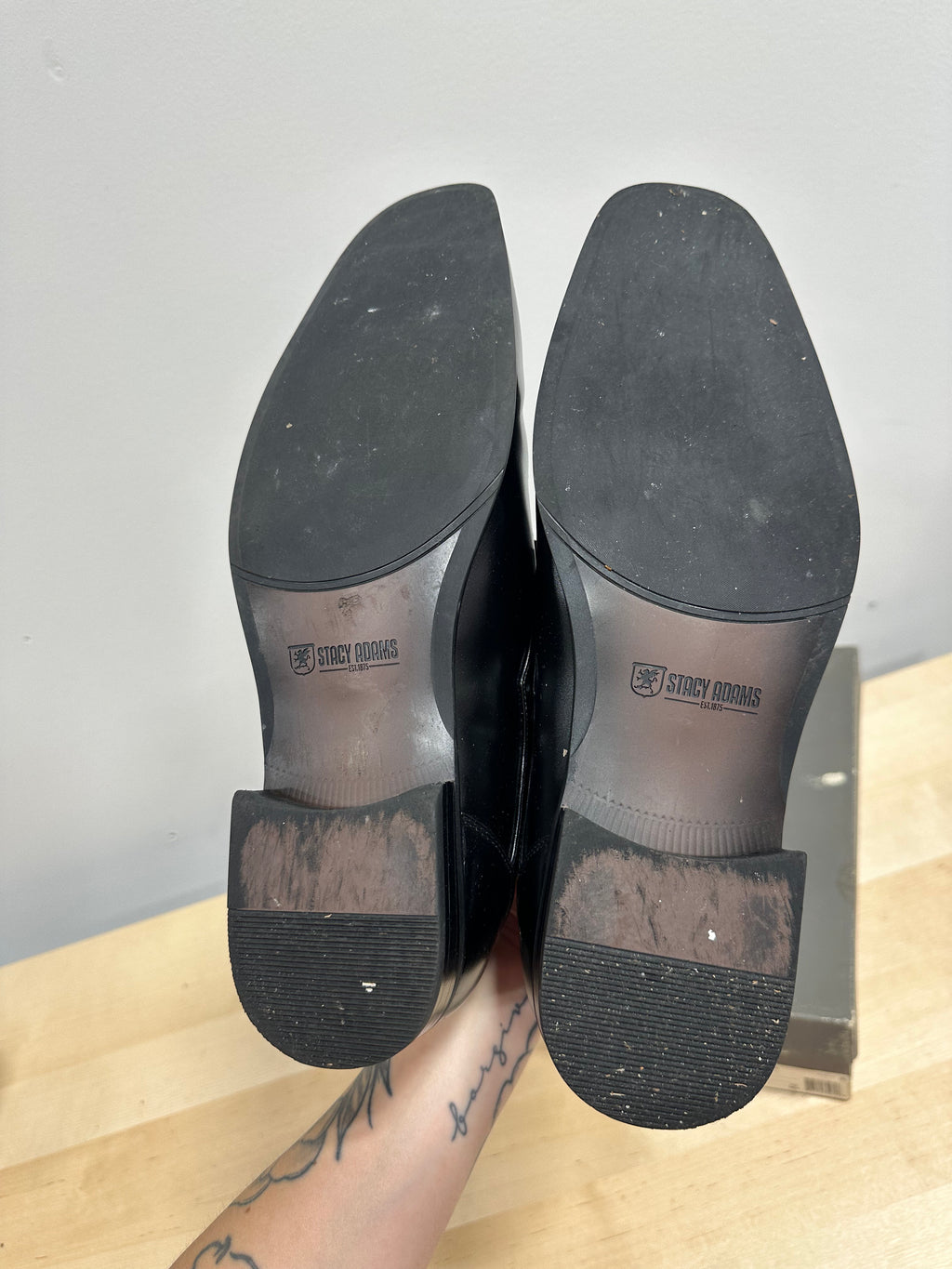 Black leather Stacy Adams Atwell oxfords men's sz 13
