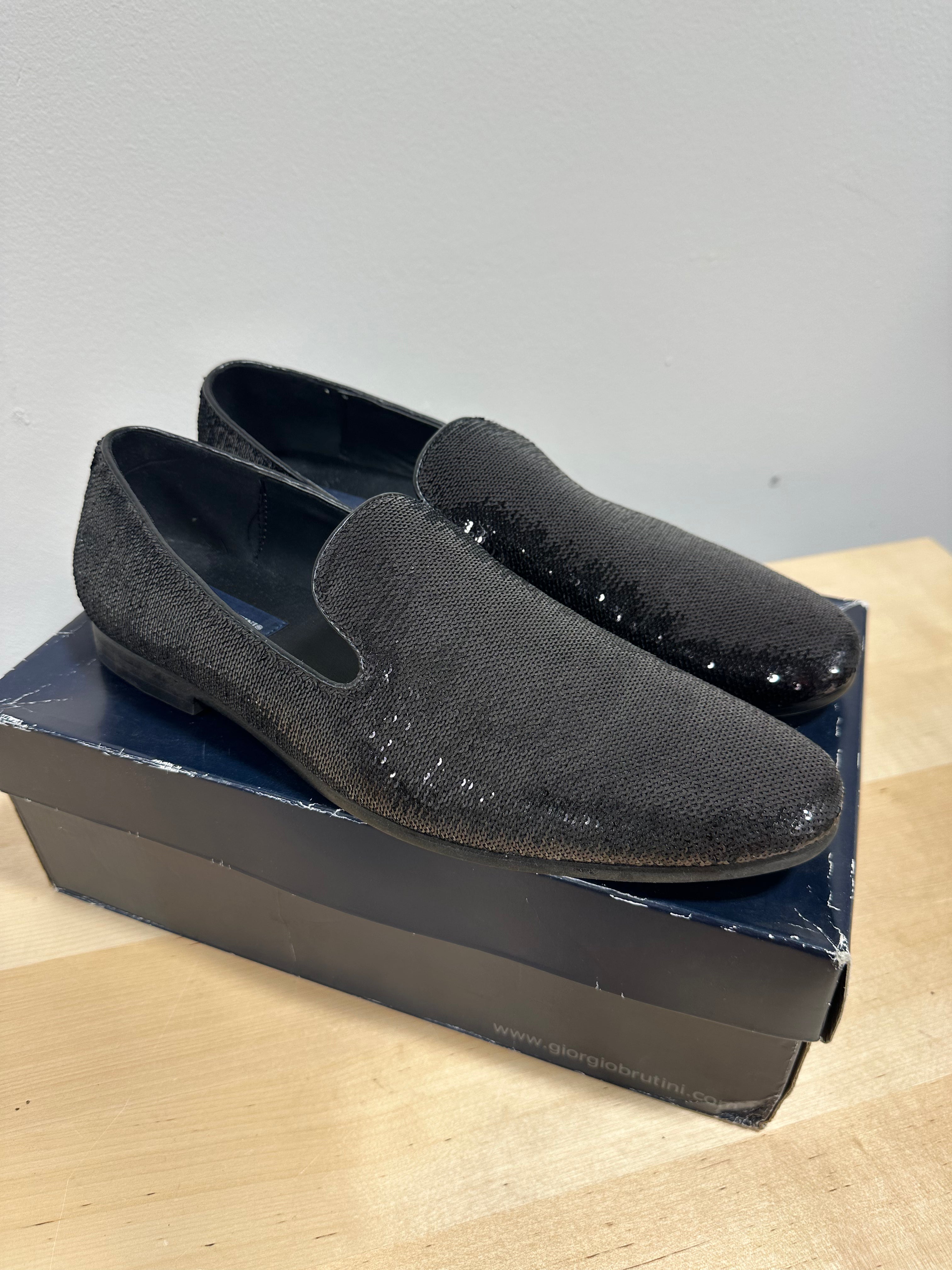 Giorgio Brutiniblack sequin dress loafers men's sz 12