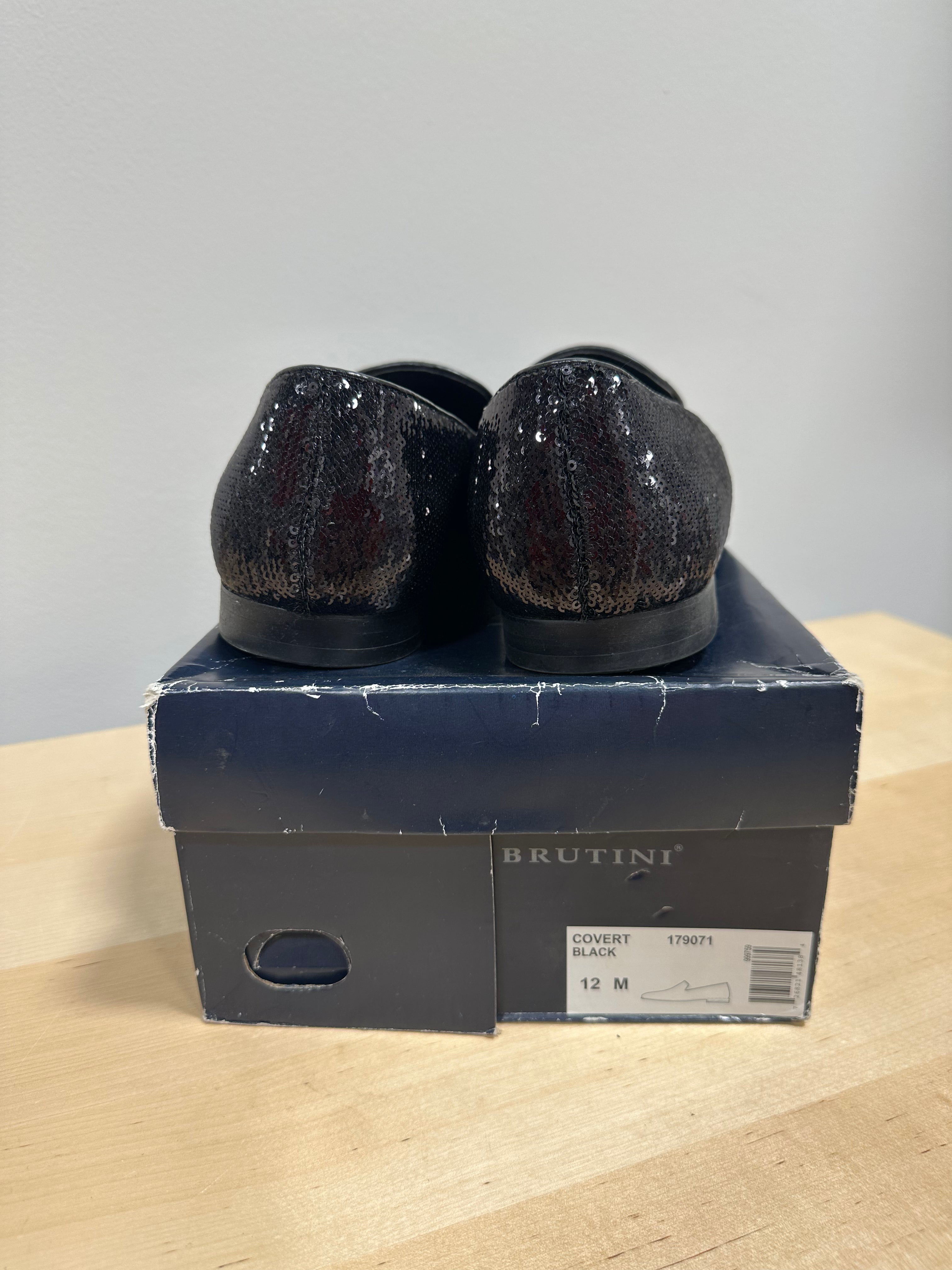 Giorgio Brutiniblack sequin dress loafers men's sz 12