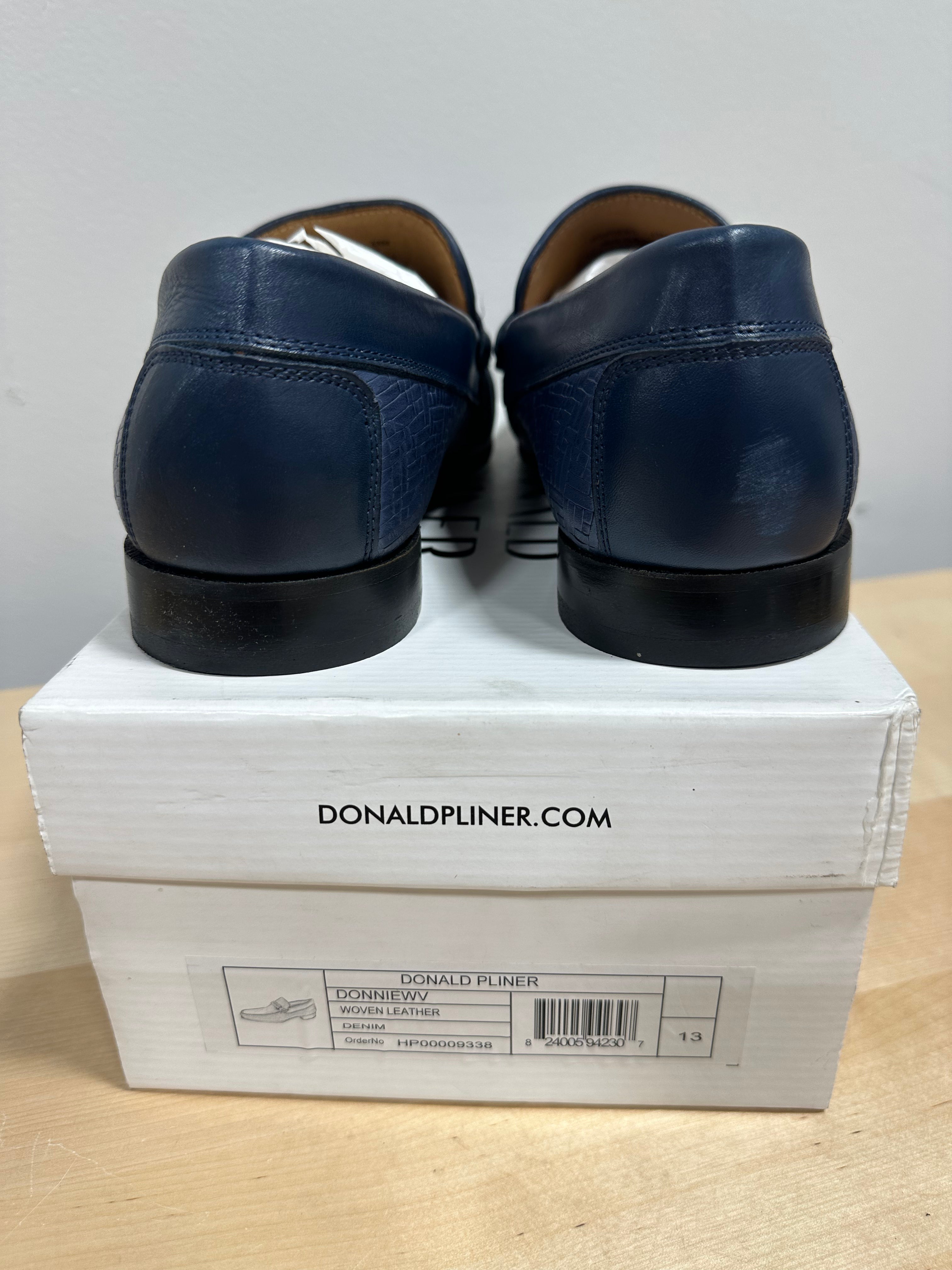Donald Pliner "Donniewv" woven leather loafers in a Denim blue men's sz 13