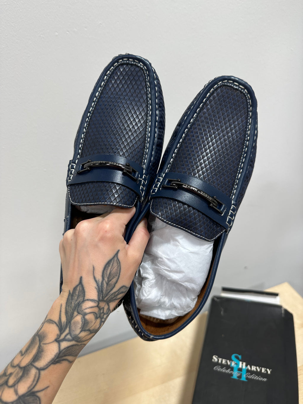 Steve Harvey Celebrity Edition Wynton navy blue loafers men's sz 13