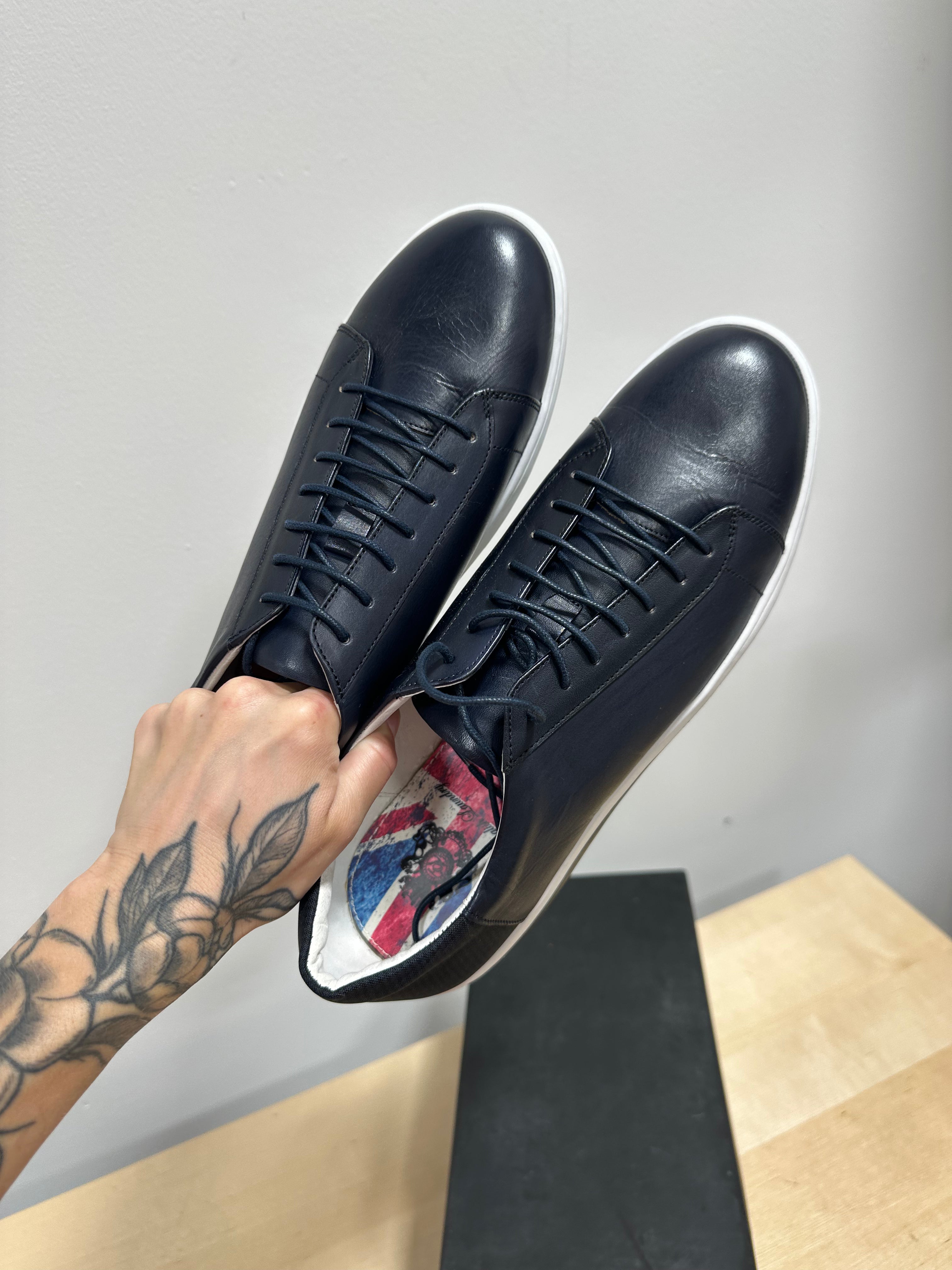 English Laundry Primrose Navy Leather Fashion Sneaker men's sz 12