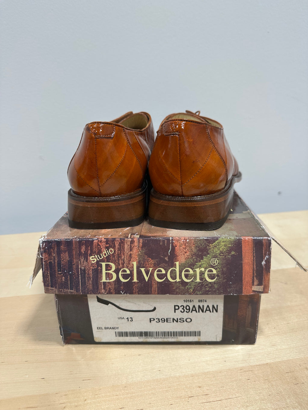 Belvedere Mare Ostrich Leg & Eel Skin Dress Shoes men's sz 13