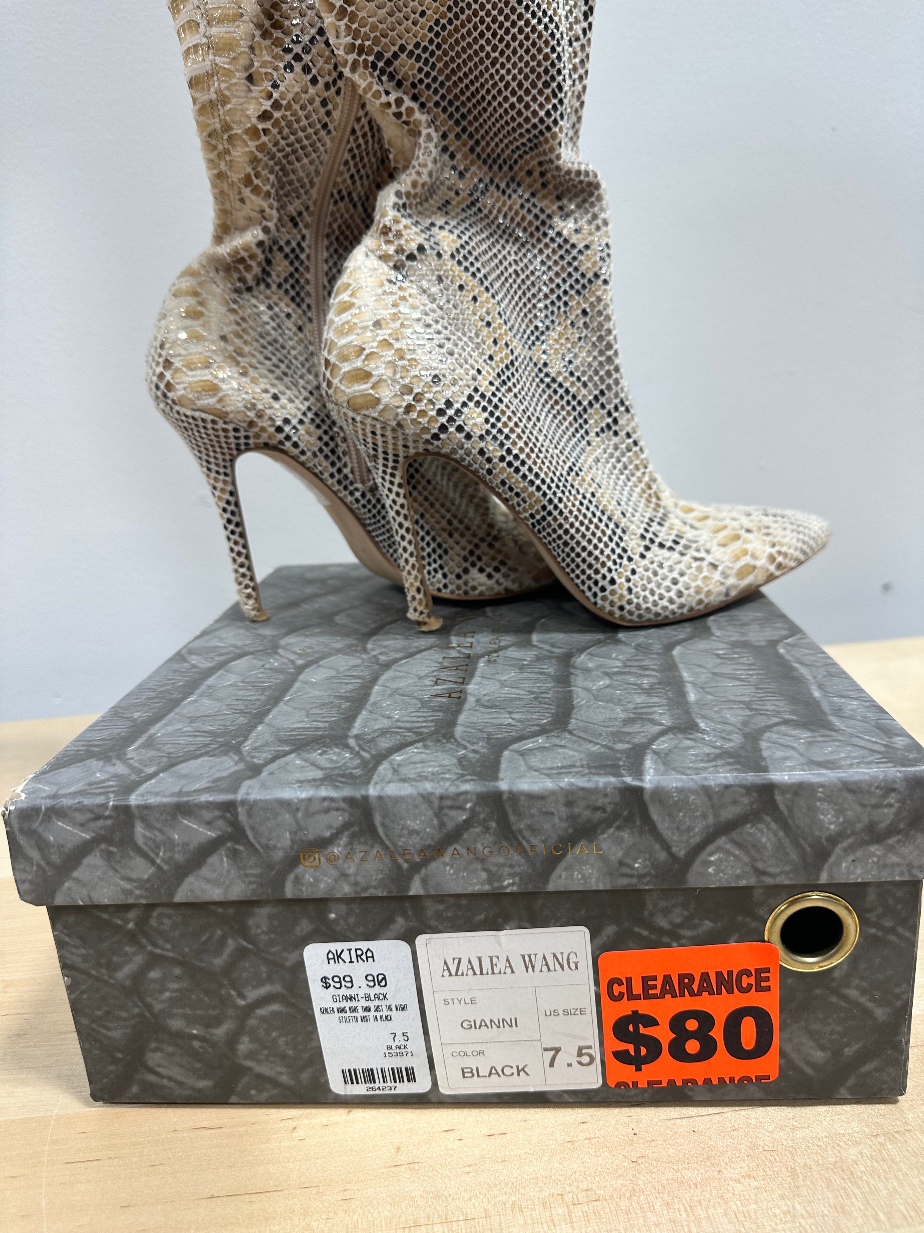 Azalea Wang Gianni Black faux snakeskin stiletto boots women's sz 7.5