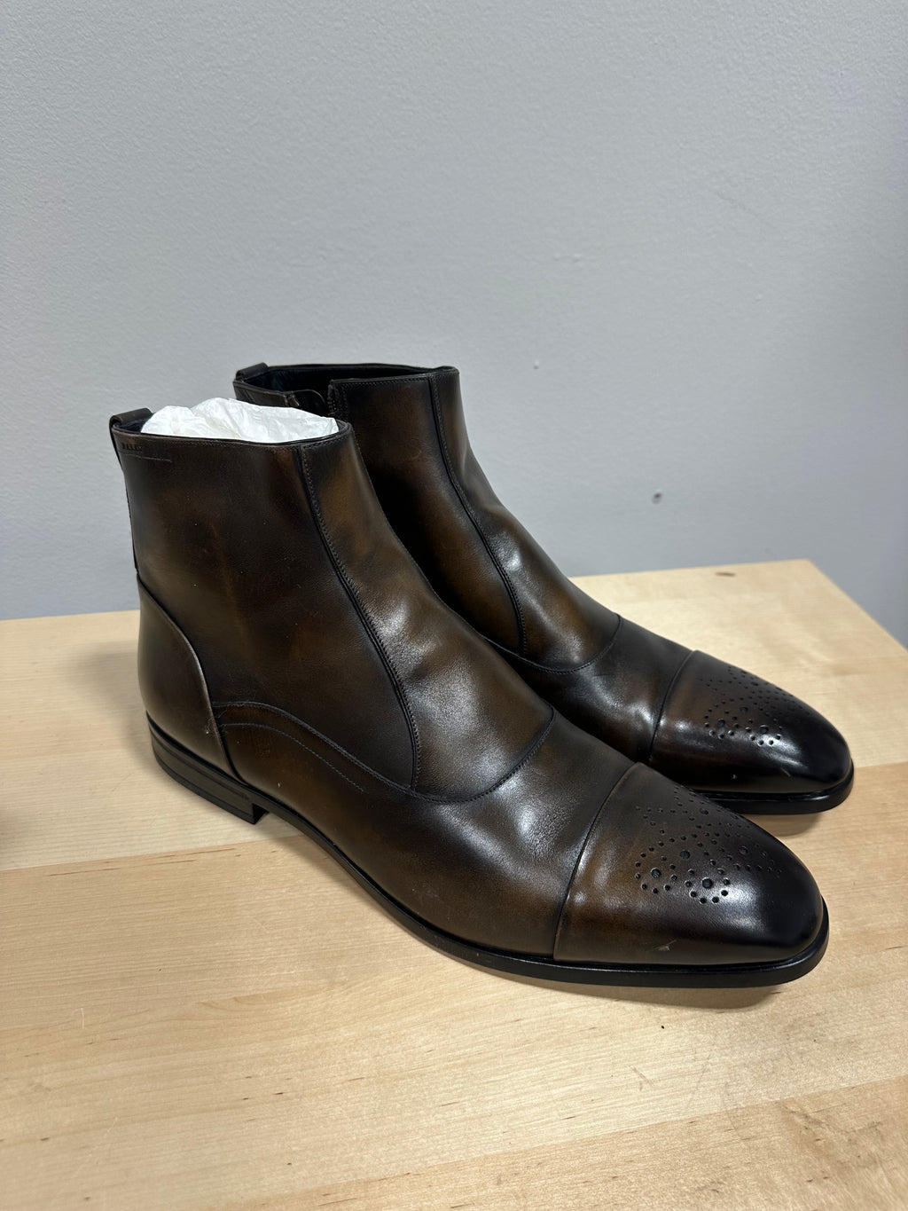 Black leather dress boot men's sz 13