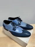 Duca Saranno Men's Navy/Blue Calfskin Leather Wingtip Oxford Shoes sz 11.5