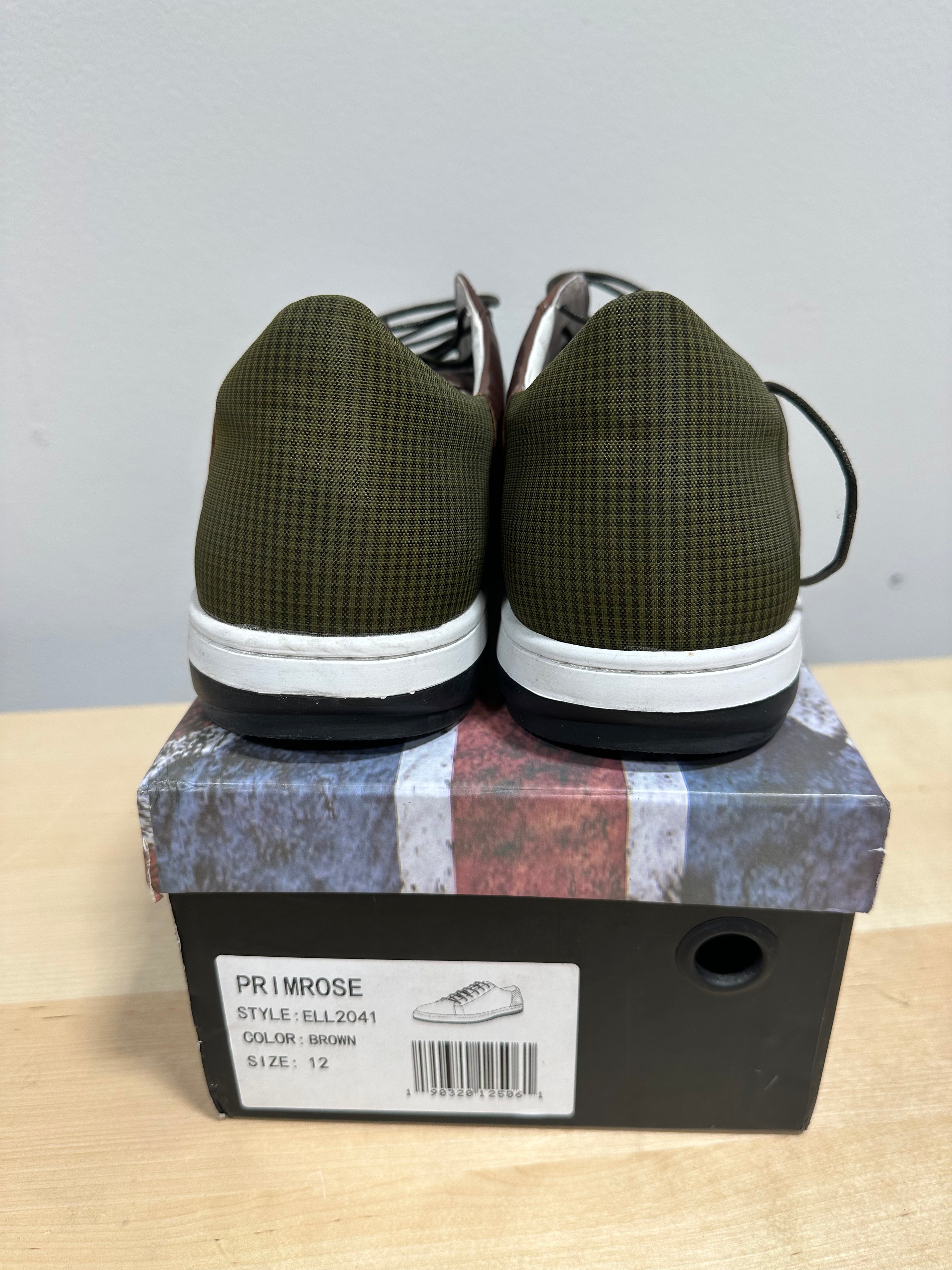 Primrose brown leather low-top casual sneakers men's sz 12