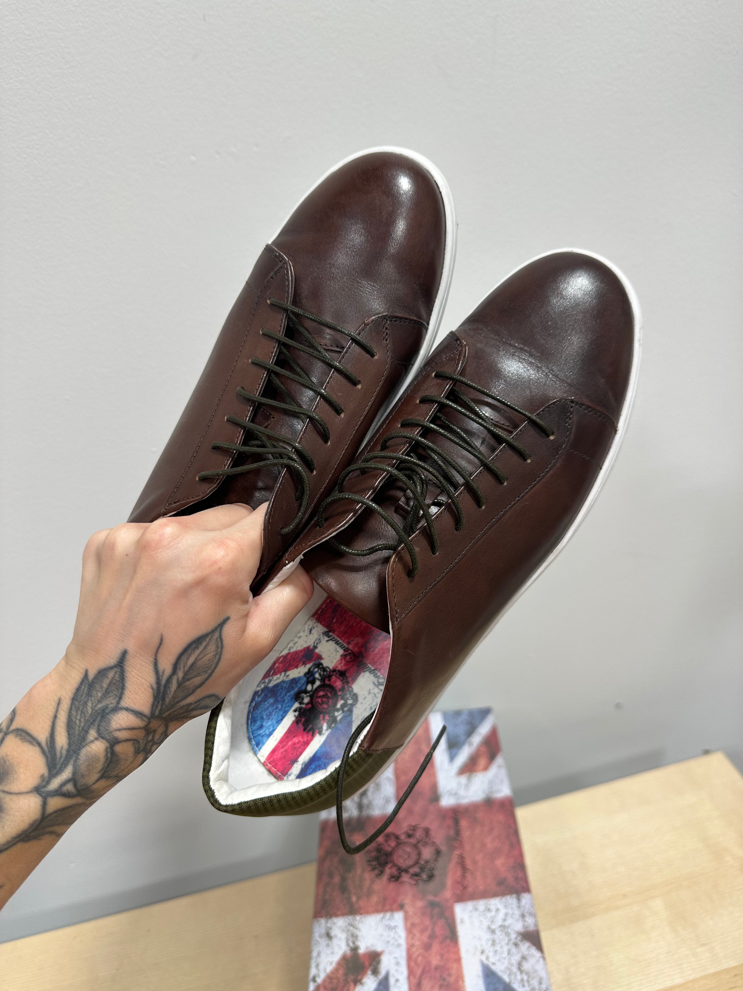 Primrose brown leather low-top casual sneakers men's sz 12
