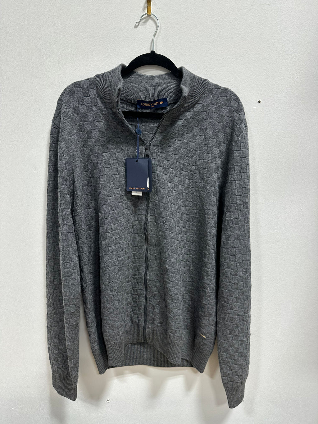 NEW Louis Vuitton Damier Signature Zip-Through Cardigan men's sz 3XL