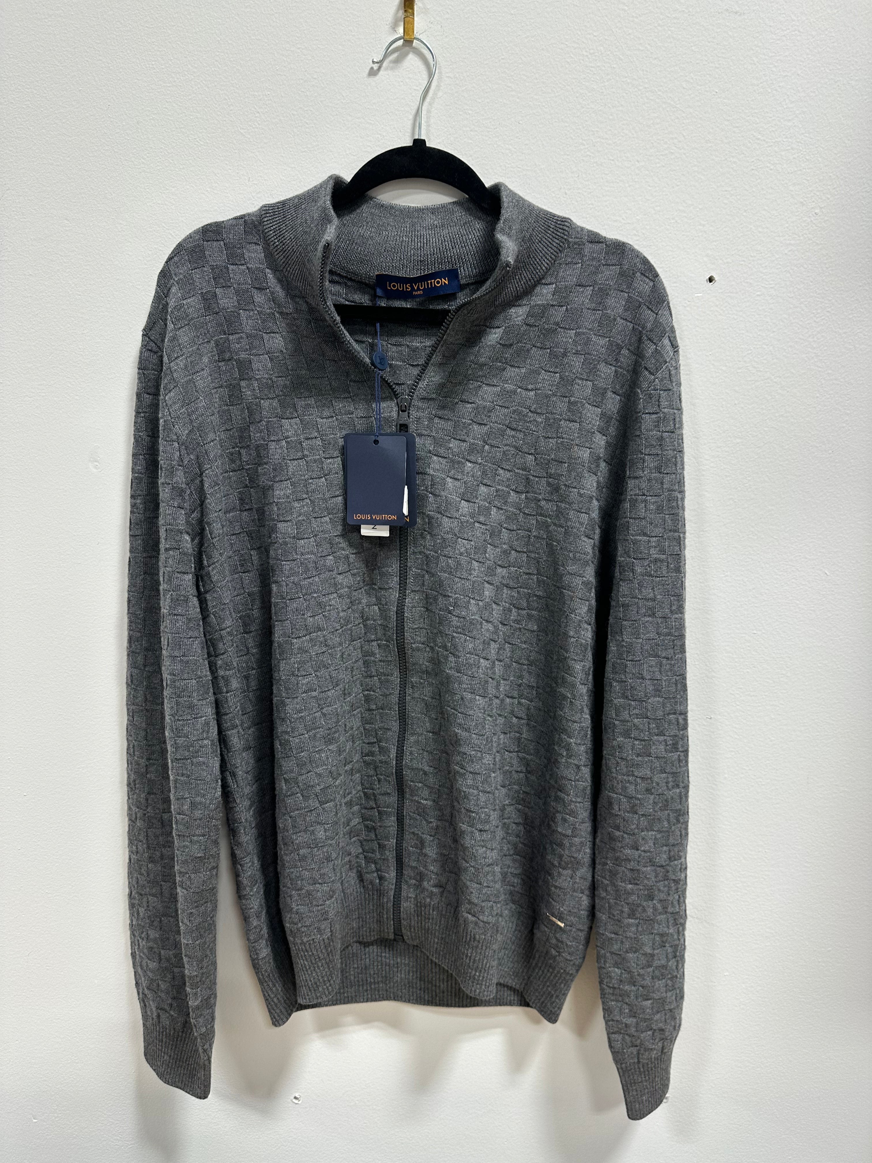 NEW Louis Vuitton Damier Signature Zip-Through Cardigan men's sz 3XL