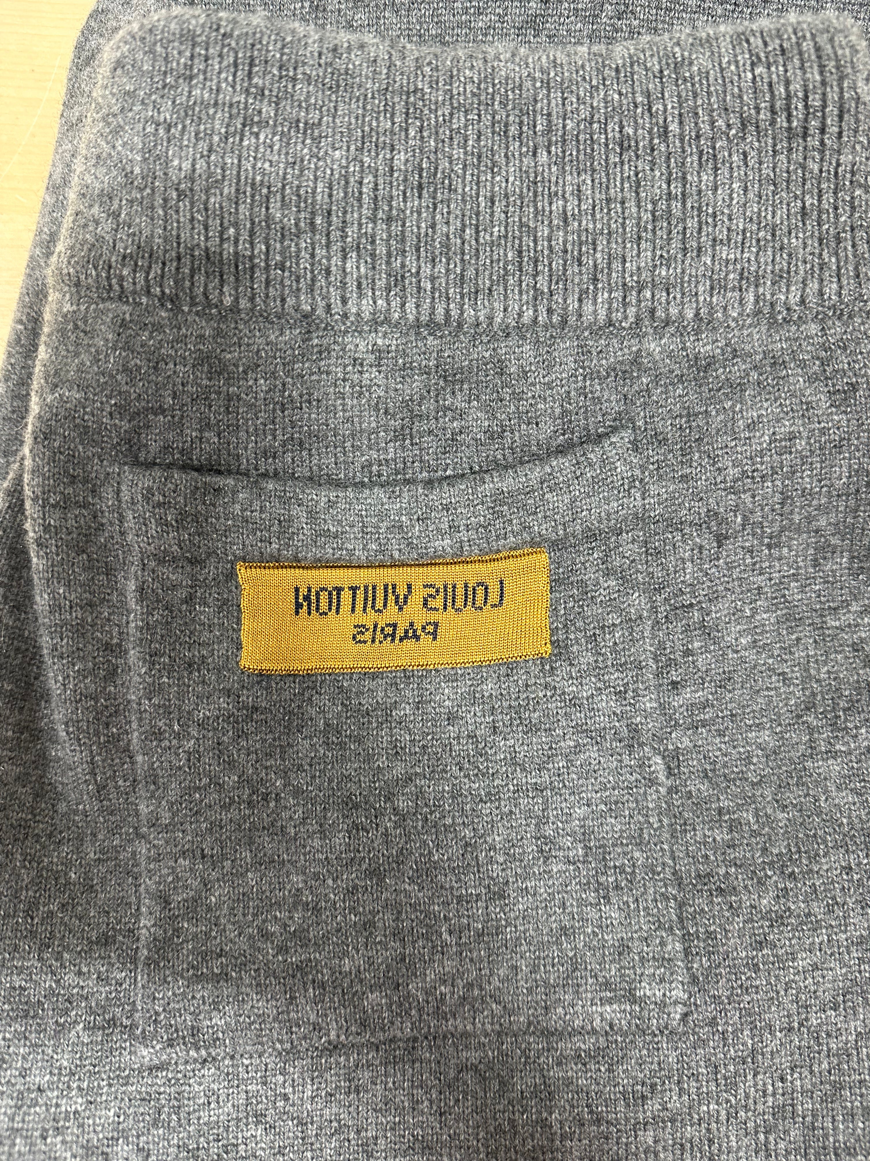 NEW Louis Vuitton dark gray knit drawstring lounge pants men's sz  40-42
