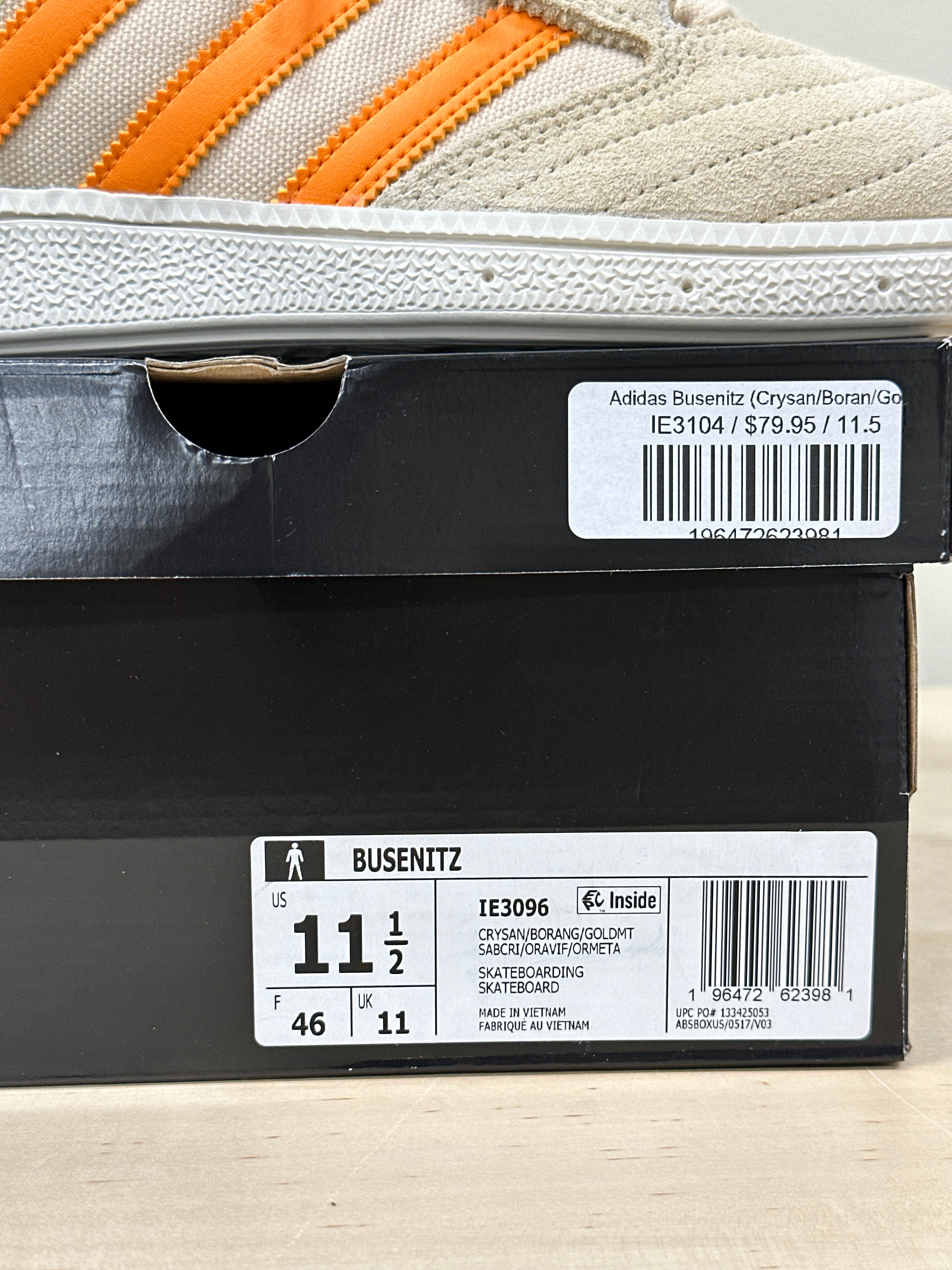 adidas Busenitz Crystal Sand Bright Orange Gold Metalli Sz 11.5