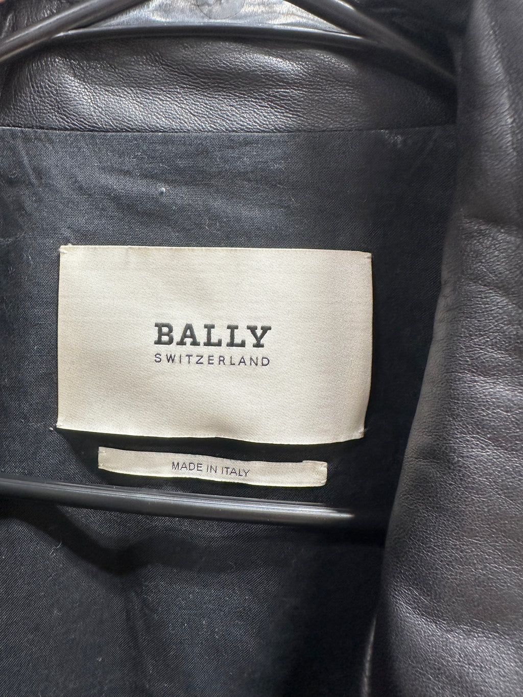 Bally black leather and nylon mixed-media jacket men's sz XL??