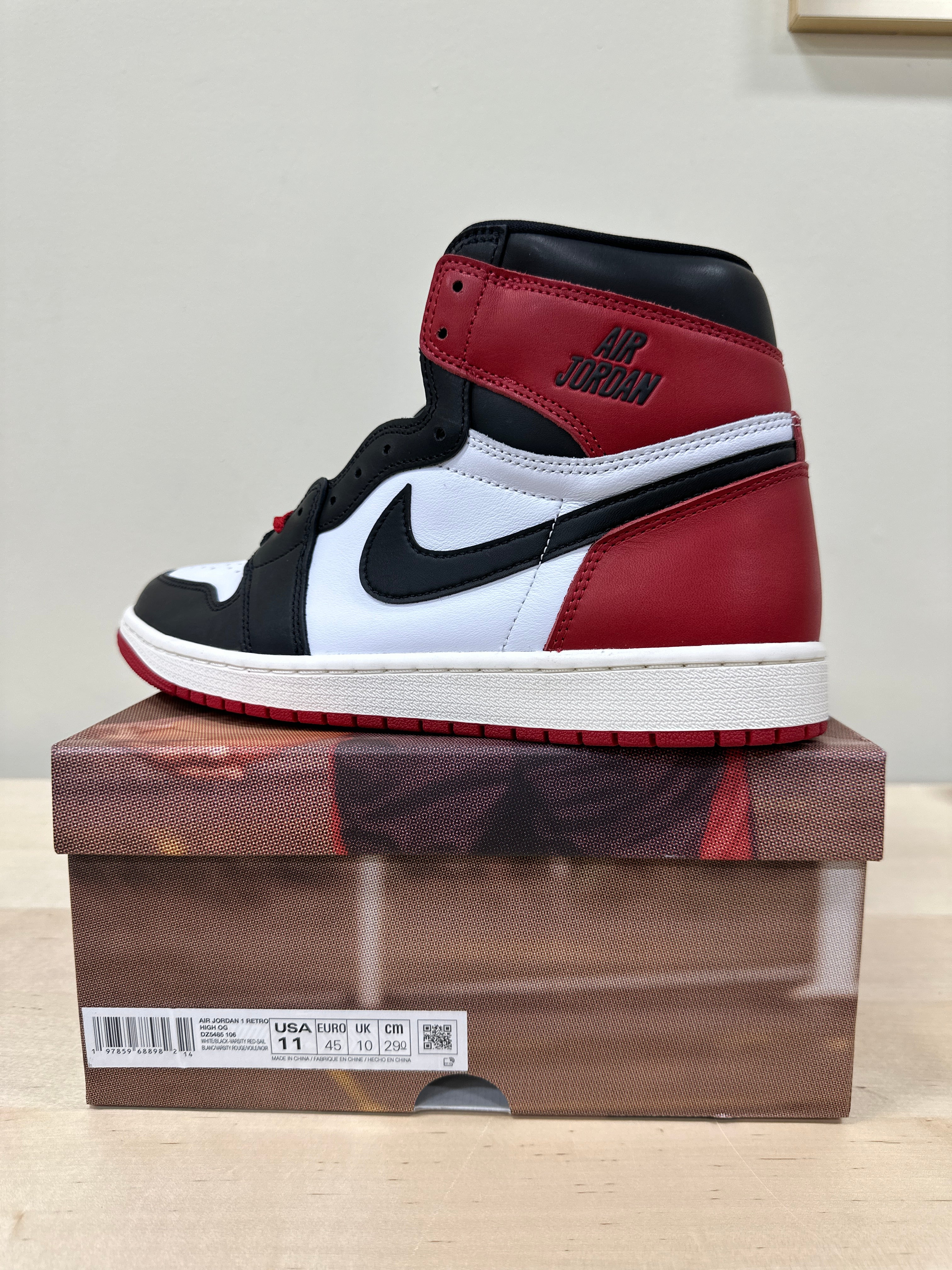 Jordan 1 Retro High OG Black Toe Reimagined (2025) Sz 11