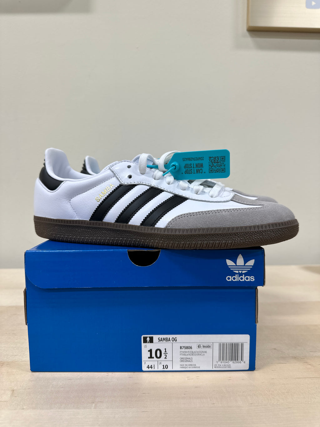 adidas Samba OG Cloud White Core Black Sz 10.5