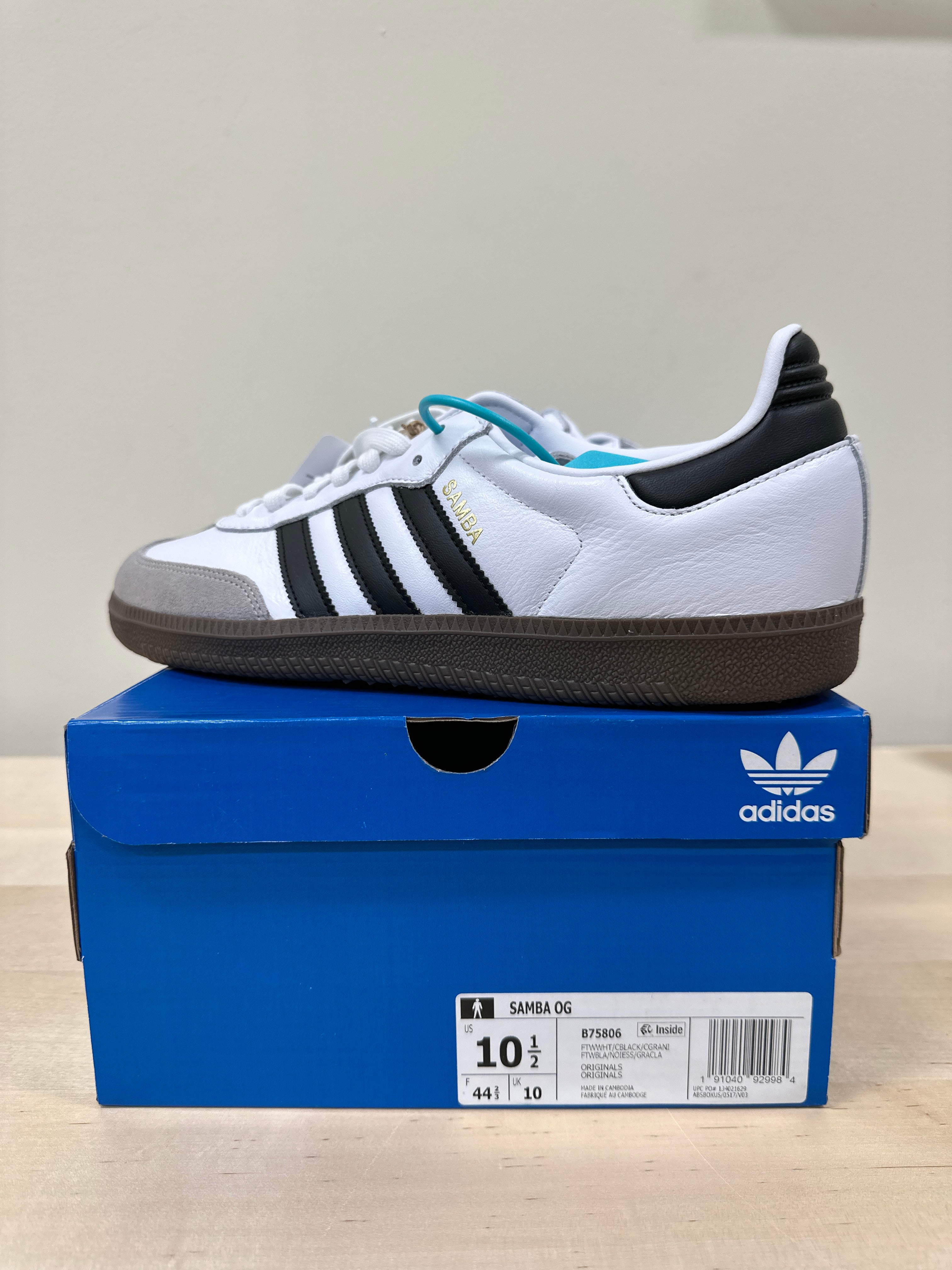 adidas Samba OG Cloud White Core Black Sz 10.5