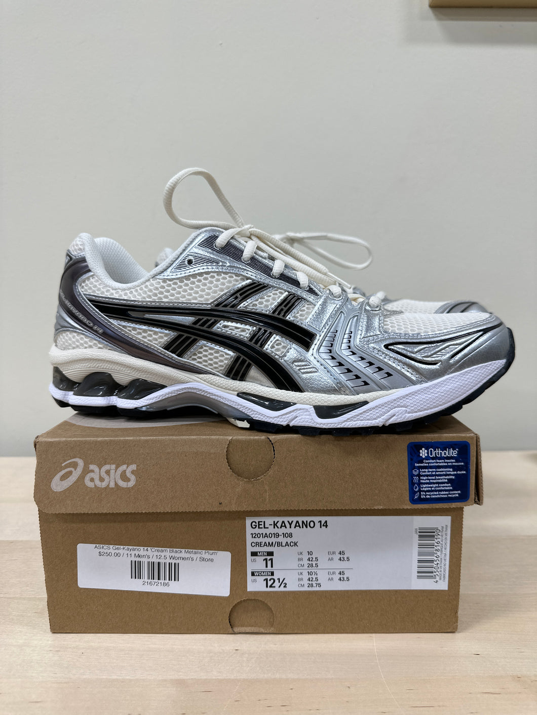 ASICS Gel-Kayano 14 Cream Black Metallic Plum Sz 11