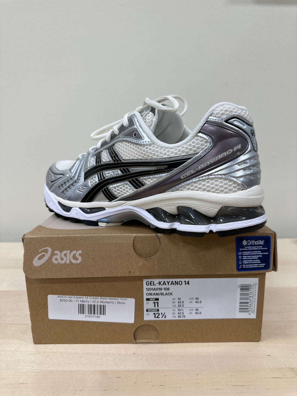 ASICS Gel-Kayano 14 Cream Black Metallic Plum Sz 11