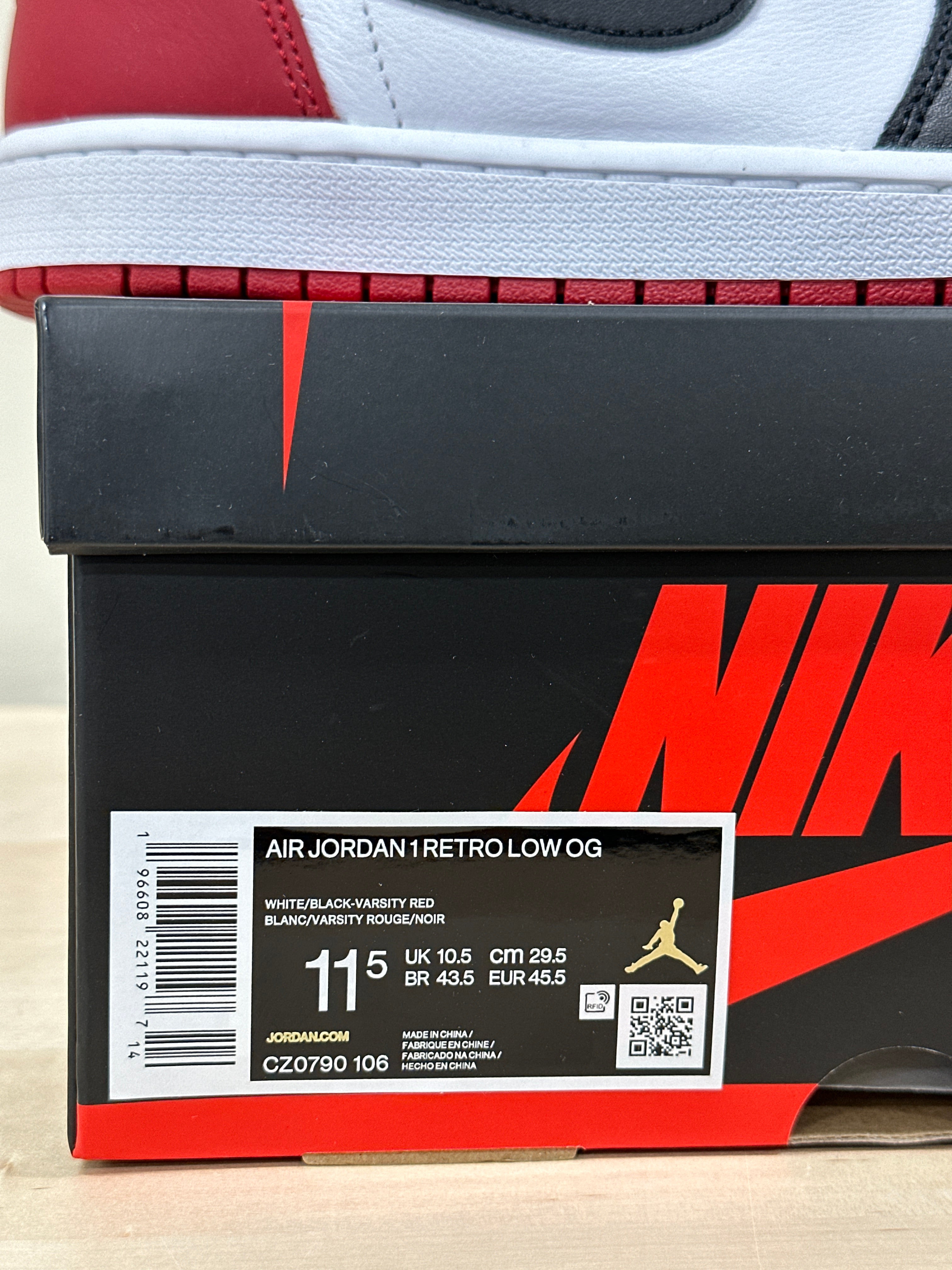 Air Jordan 1Low OG "Black Toe" Sz 11.5