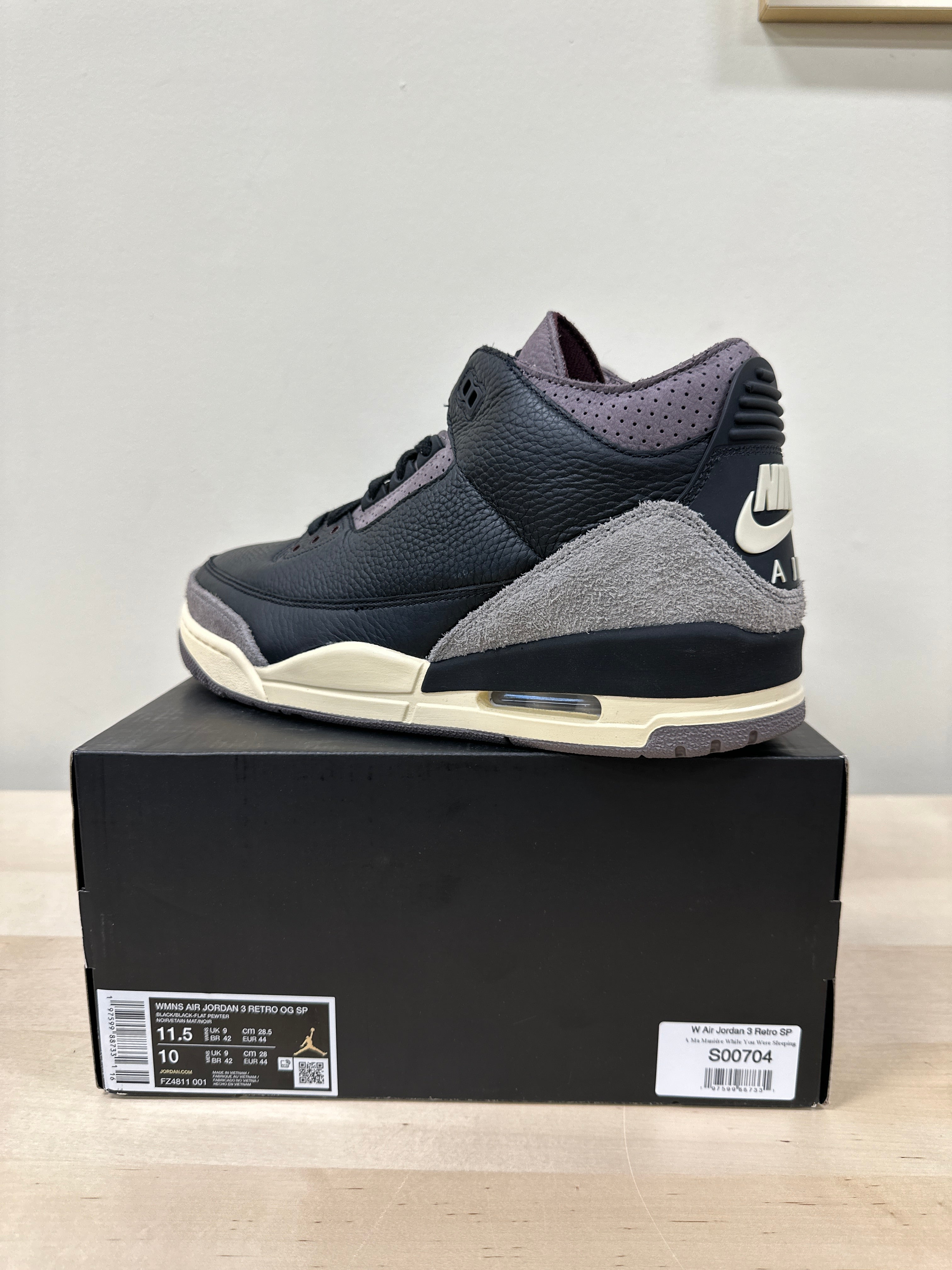 Jordan 3 Retro OG SP A Ma Maniére While You Were Sleeping Sz 10M (11.5W)