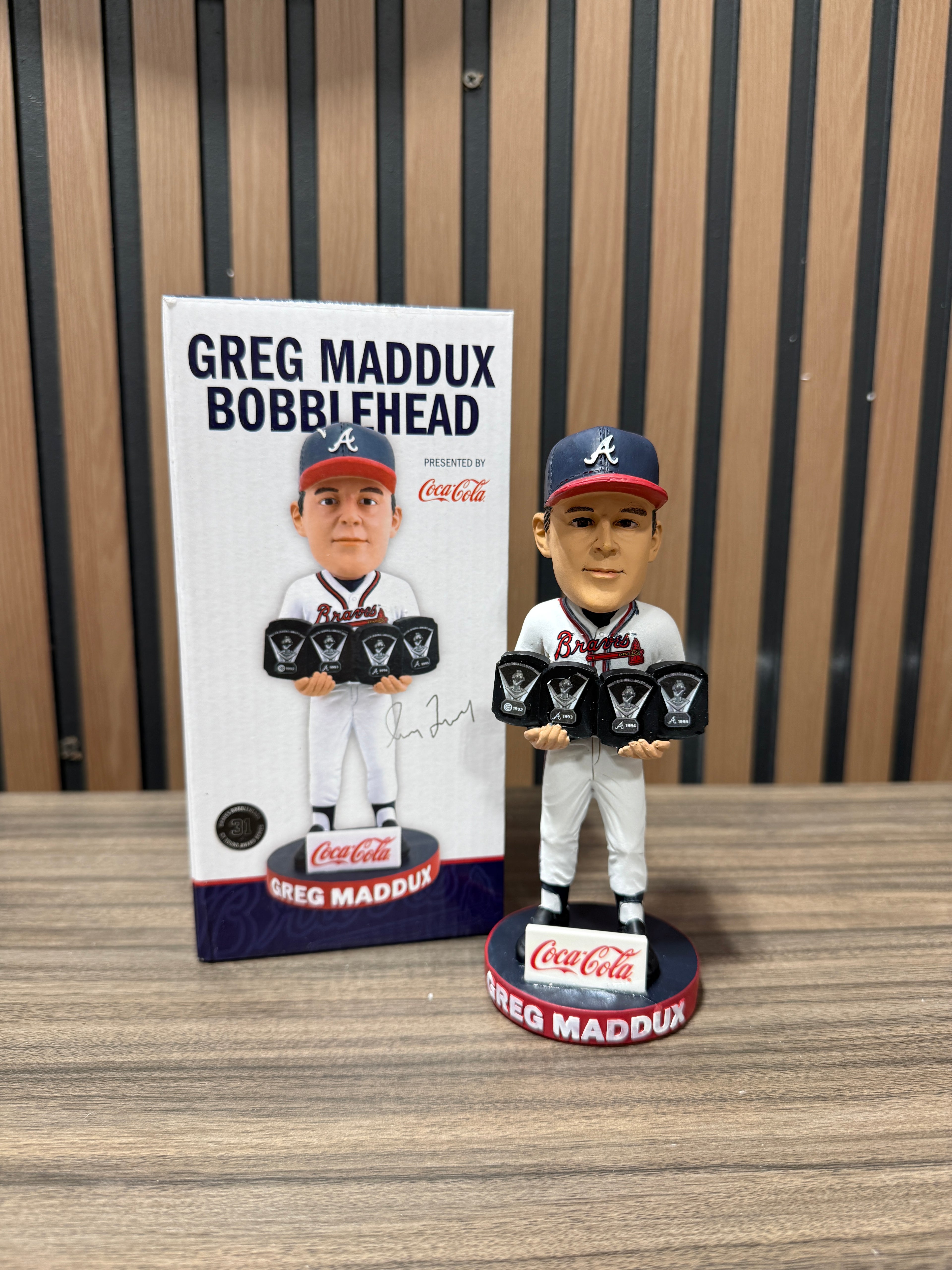 New Atlanta Braves Greg Maddux Cy Young Big 3 Series Bobblehead SGA