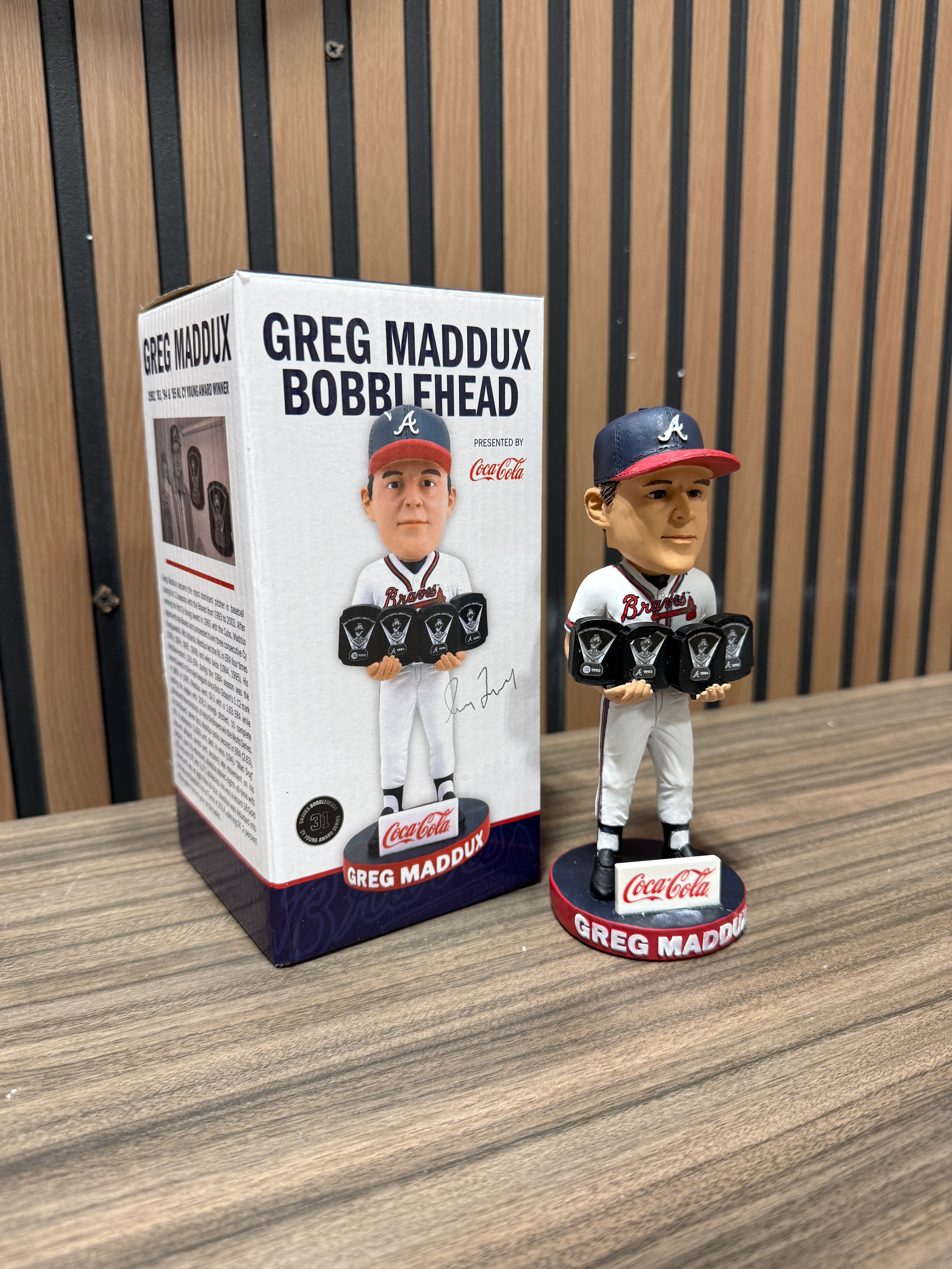 New Atlanta Braves Greg Maddux Cy Young Big 3 Series Bobblehead SGA