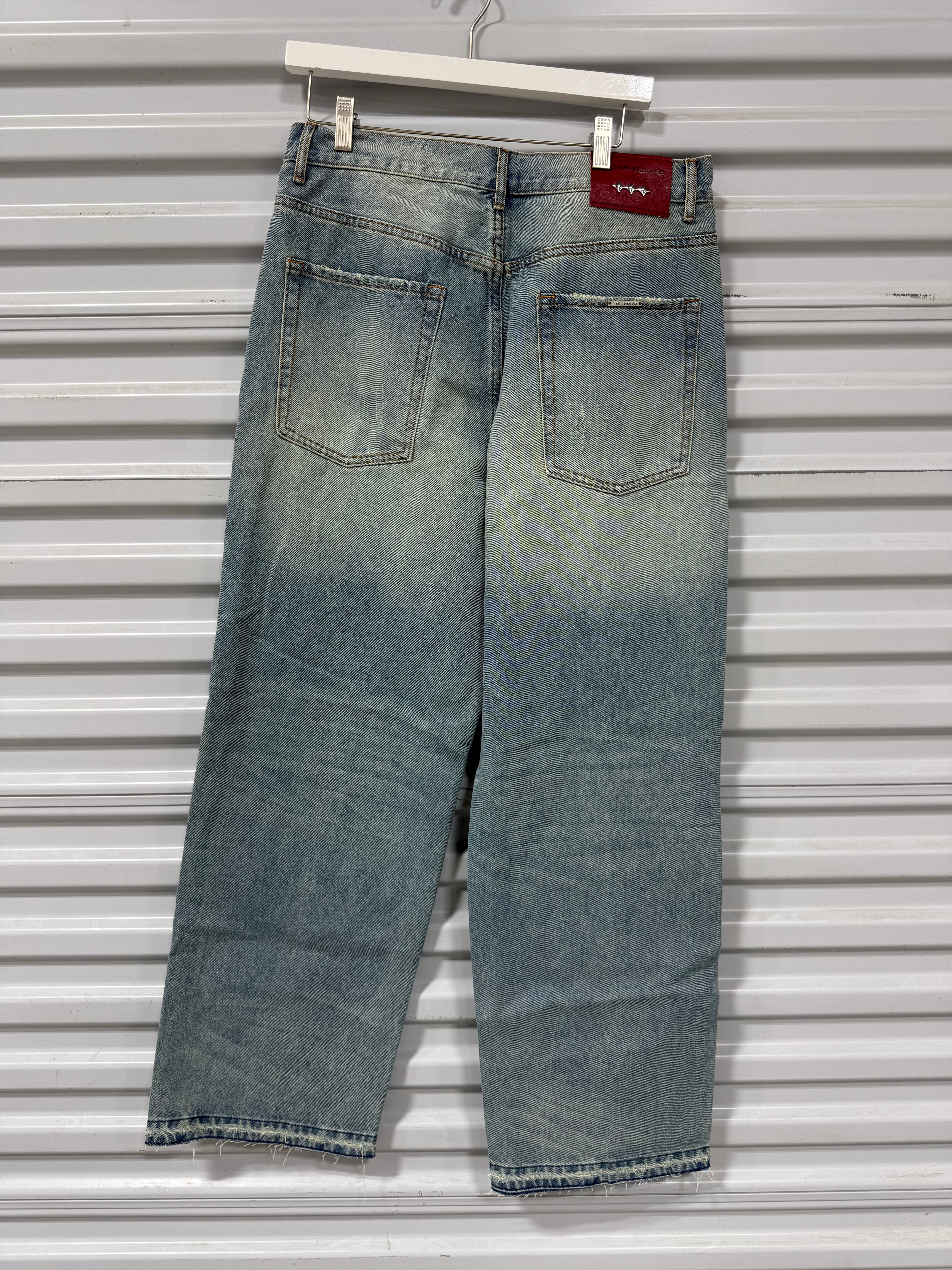 Commons Studios Washed Straight Denim Pant Jade Jeans Sz 32