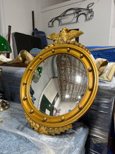 Load image into Gallery viewer, Large Antique Federal Eagle Convex Mirror Giltwood Bullseye Mirror
