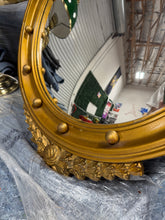 Load image into Gallery viewer, Large Antique Federal Eagle Convex Mirror Giltwood Bullseye Mirror

