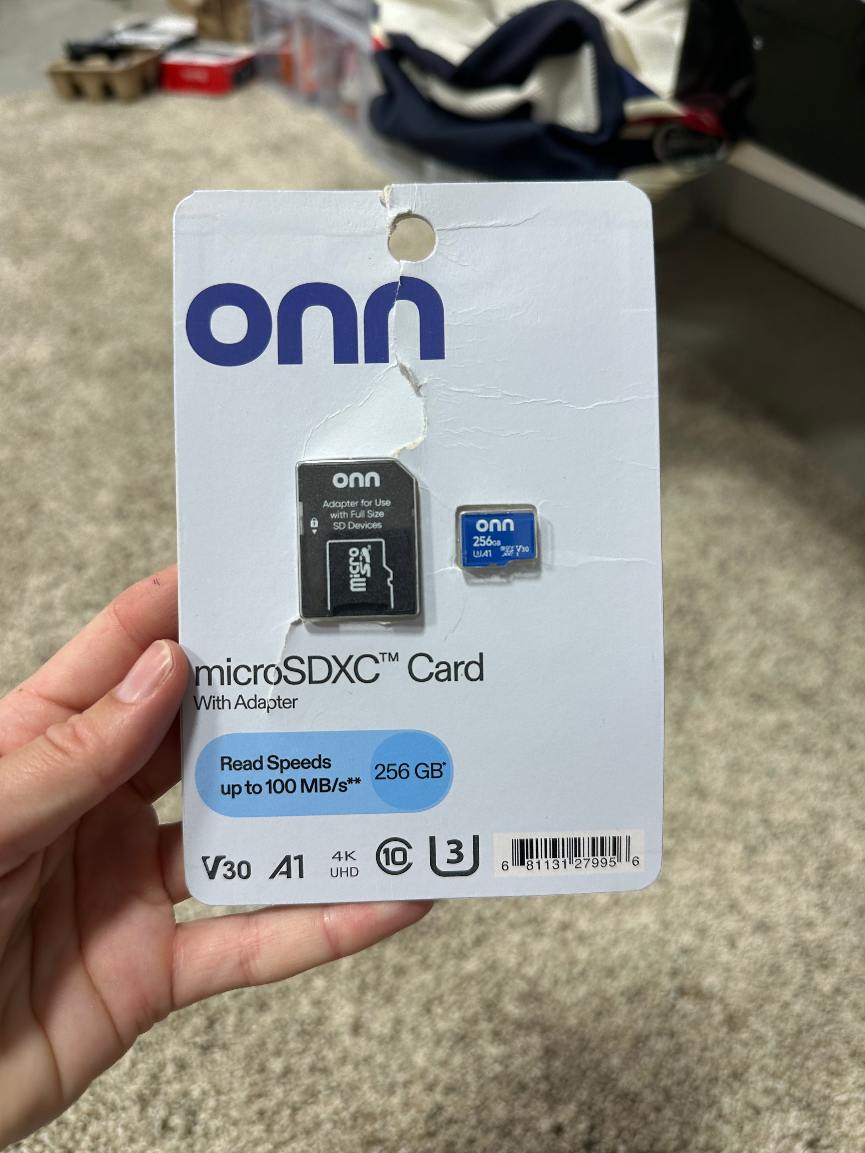 Onn 256GB microSDXC Flash Memory Card with Adapter