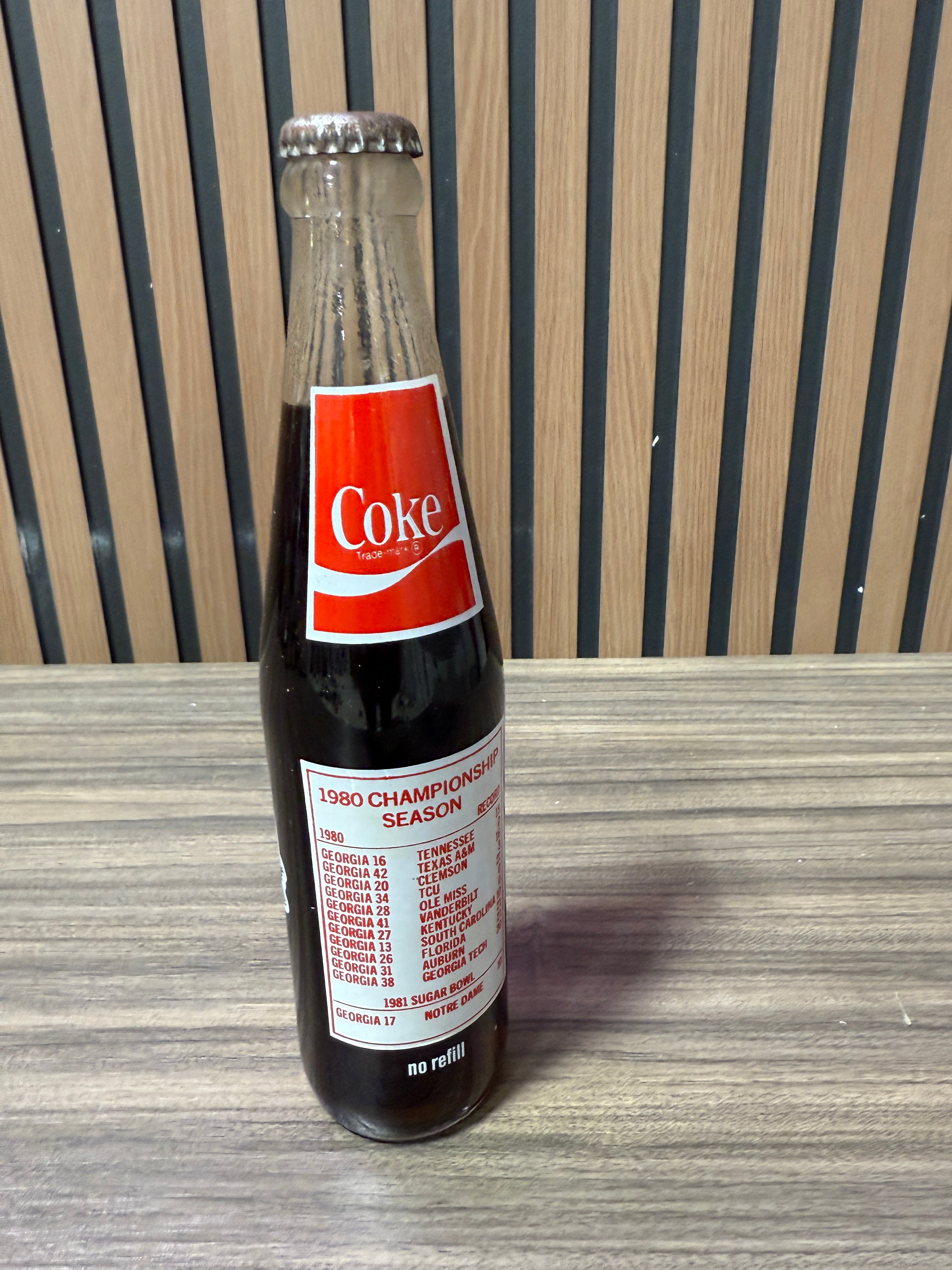 1980 Georgia Bulldogs NATIONAL CHAMPIONS UNOPENED COCA-COLA BOTTLE