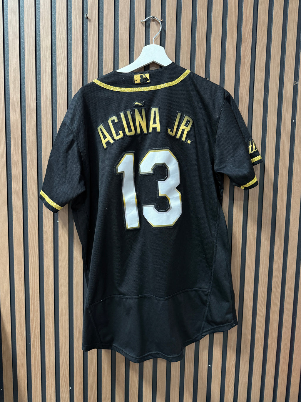 Atlanta Braves Ronald Acuna Jr #13 Nike BLACK and GOLD JERSEY size 44