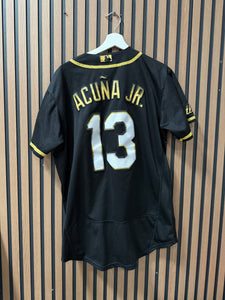 Atlanta Braves Ronald Acuna Jr #13 Nike BLACK and GOLD JERSEY size 44