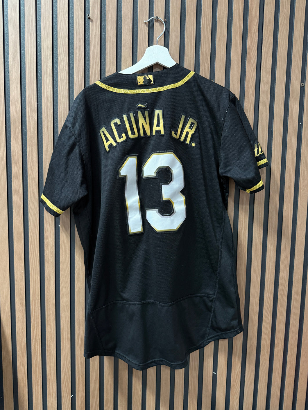 Atlanta Braves Ronald Acuna Jr #13 Nike BLACK and GOLD JERSEY size 44