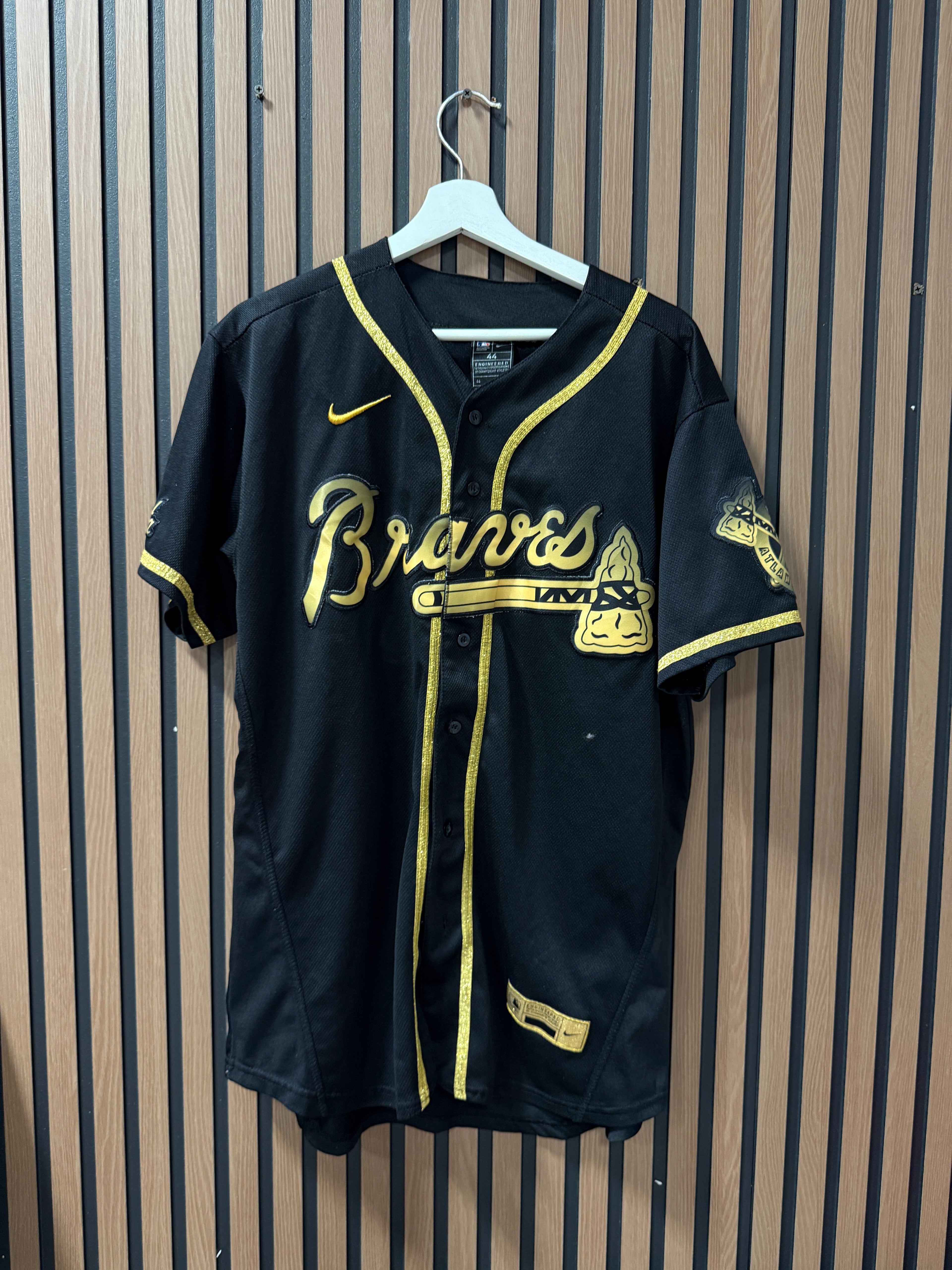 Atlanta Braves Ronald Acuna Jr #13 Nike BLACK and GOLD JERSEY size 44