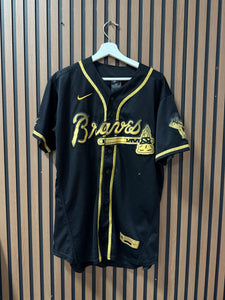 Atlanta Braves Ronald Acuna Jr #13 Nike BLACK and GOLD JERSEY size 44