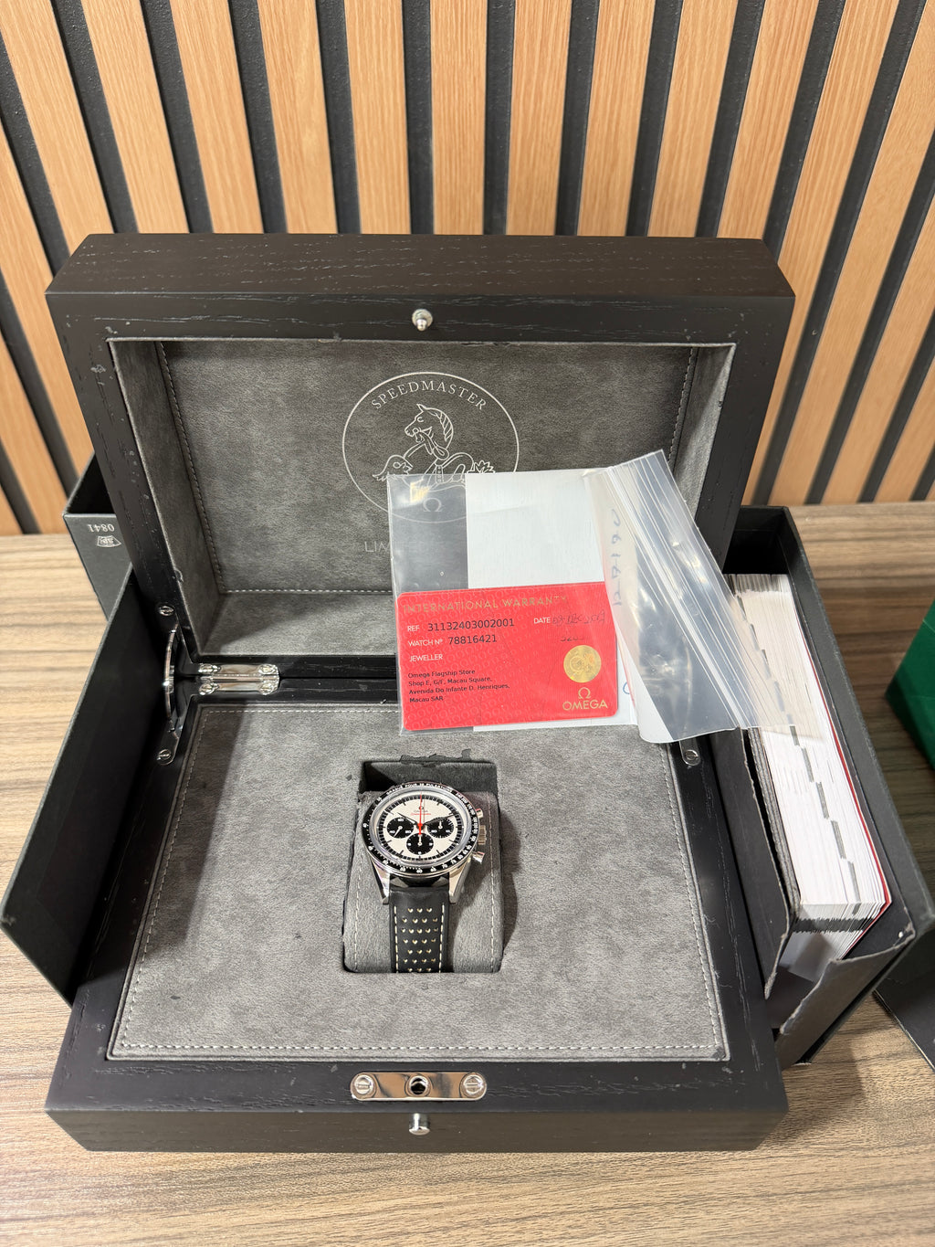 OMEGA Speedmaster Moonwatch Professional White Dial Black Leather Strap Watch 42mm - O31032425004002