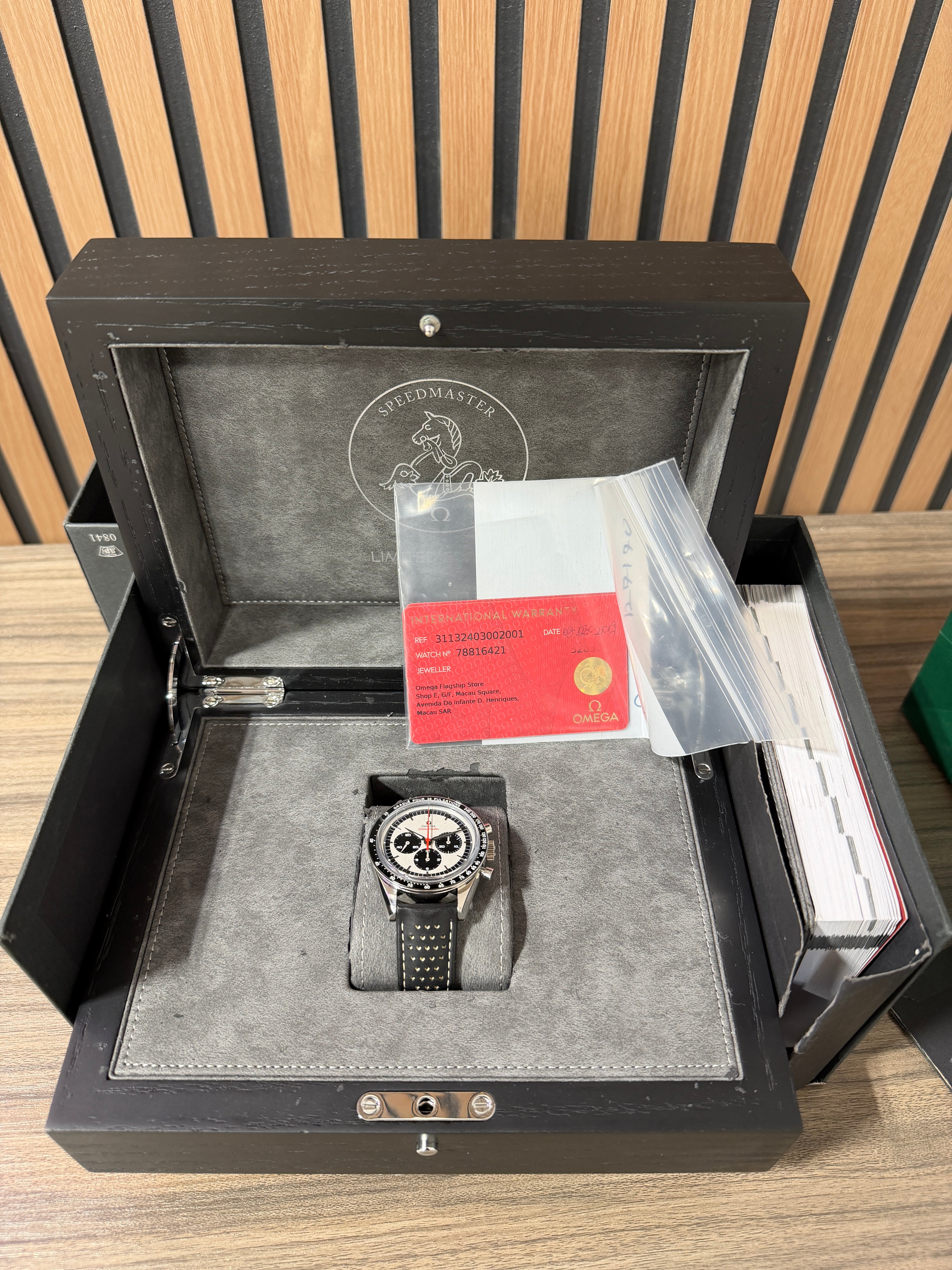 OMEGA Speedmaster Moonwatch Professional White Dial Black Leather Strap Watch 42mm - O31032425004002