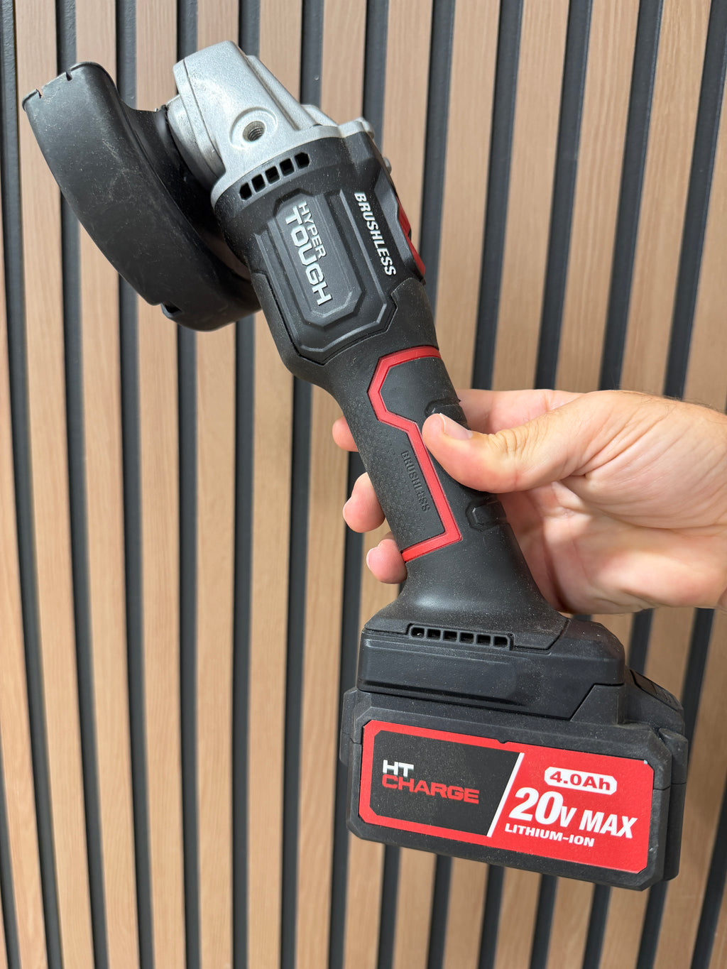 Hyper Tough 20V Max Brushless 4.5-inch Cordless Angle Grinder with 4.0Ah Lithium-Ion Battery and Charger