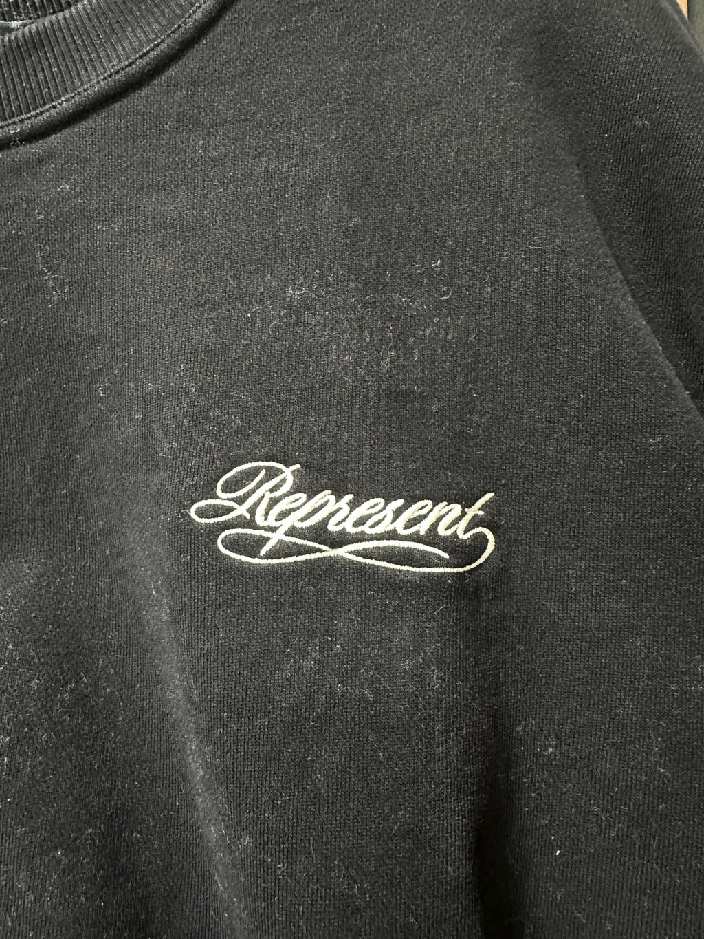 Represent Dual Layer Script Sweater in Jet Black sz M