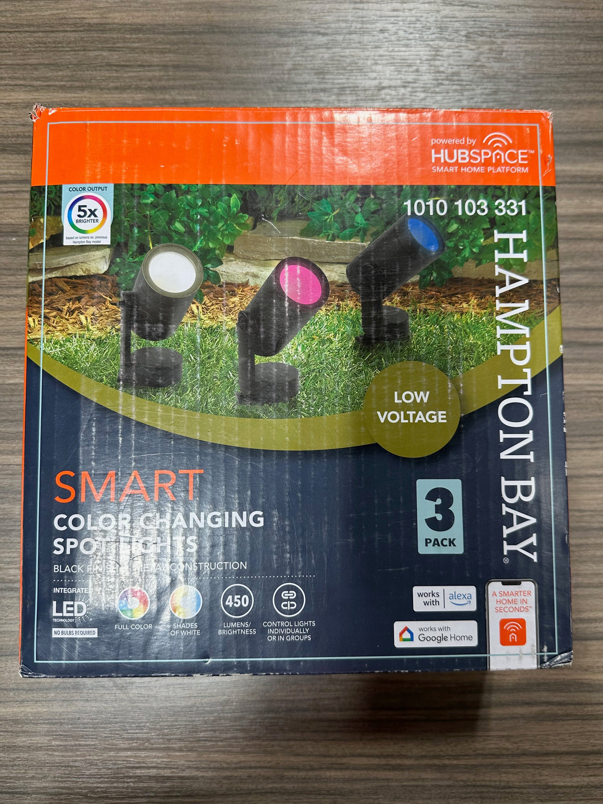 Hampton Bay Smart 450 Lumens Black LED Color Changing Low Voltage Outdoor Spotlight 3-Pack