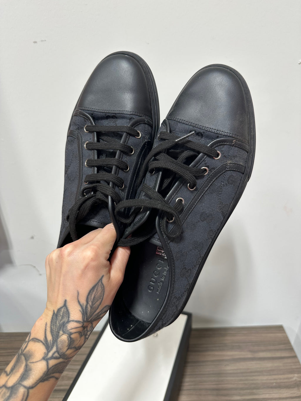 Gucci GG Canvas Low 'Grey Black' (426189 KQWM0 1948) sneakers men's sz 12