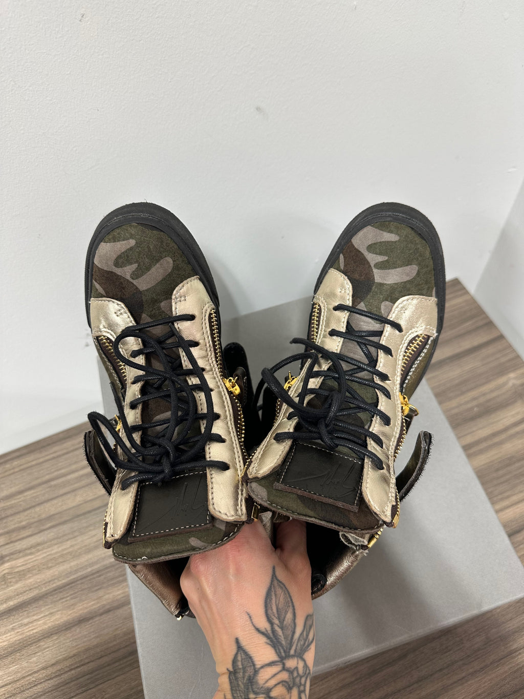 Giuseppe Zanotti Camo High Top Dual Zip Sneakers EU 36.5/US 6.5