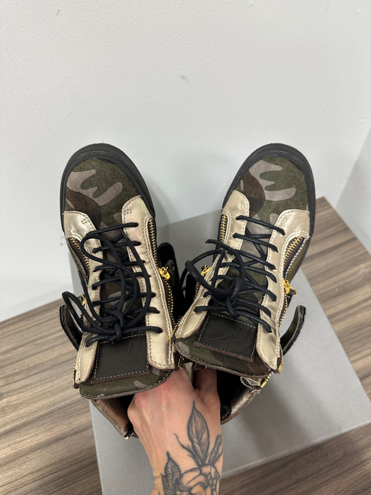 Giuseppe Zanotti Camo High Top Dual Zip Sneakers EU 36.5/US 6.5