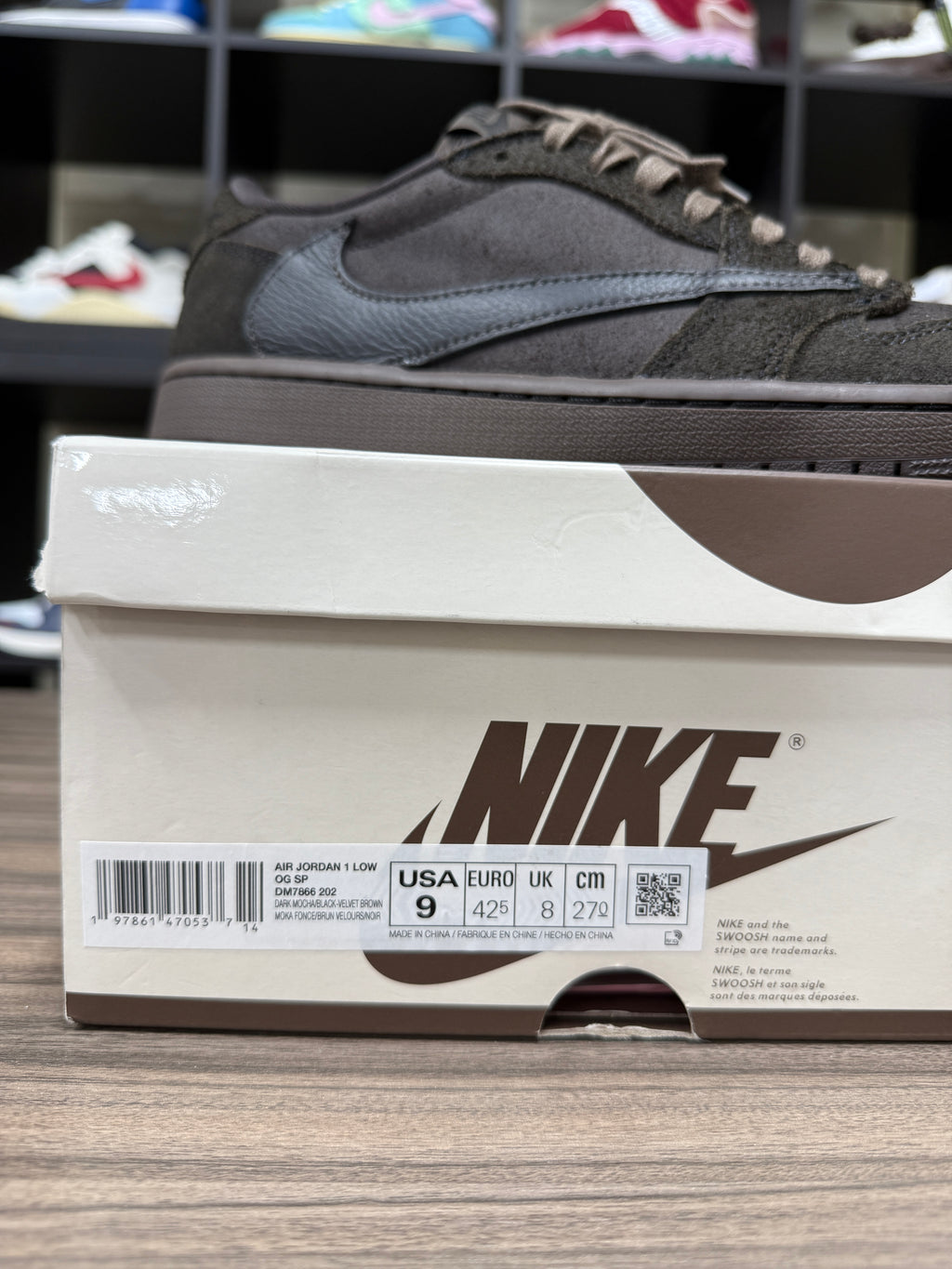 Travis Scott Air Jordan 1 Low Velvet Brown Sz 9
