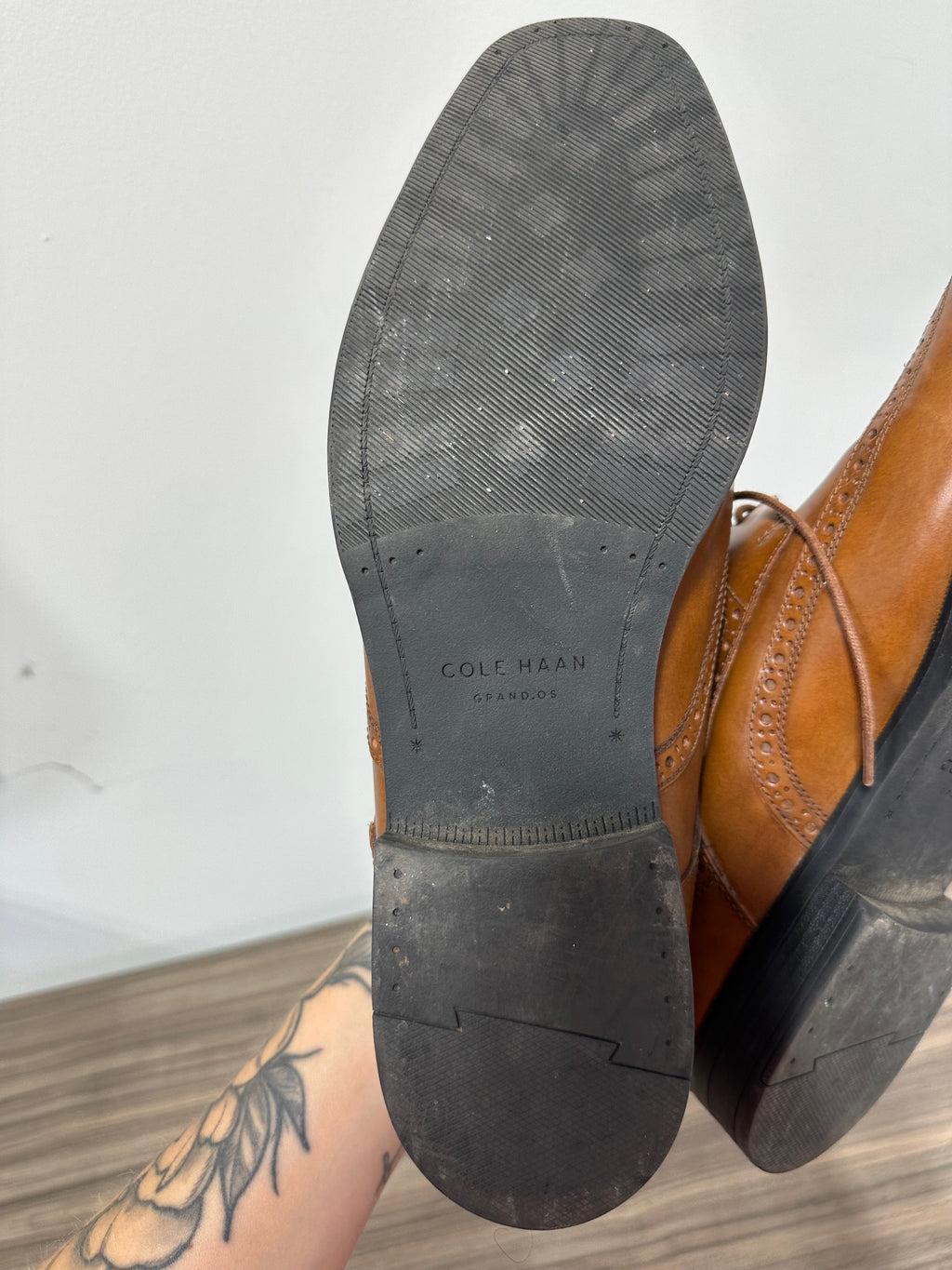 Cole Haan Grand Os Wingtip Oxford brown leather dress shoes sz 12