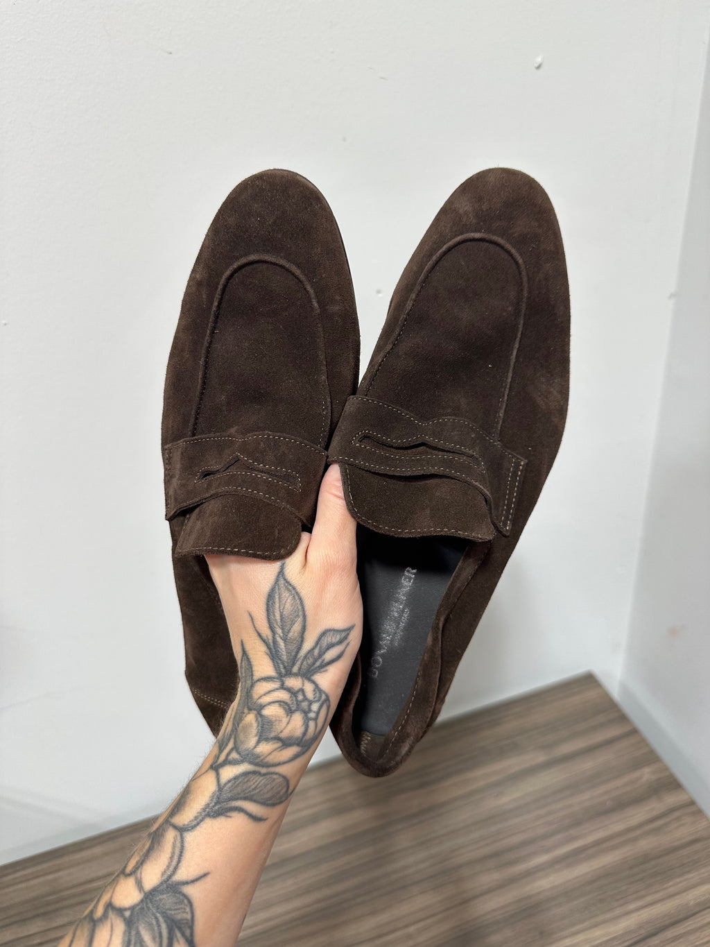 Donald Pliner suede penny loafers men's sz 8