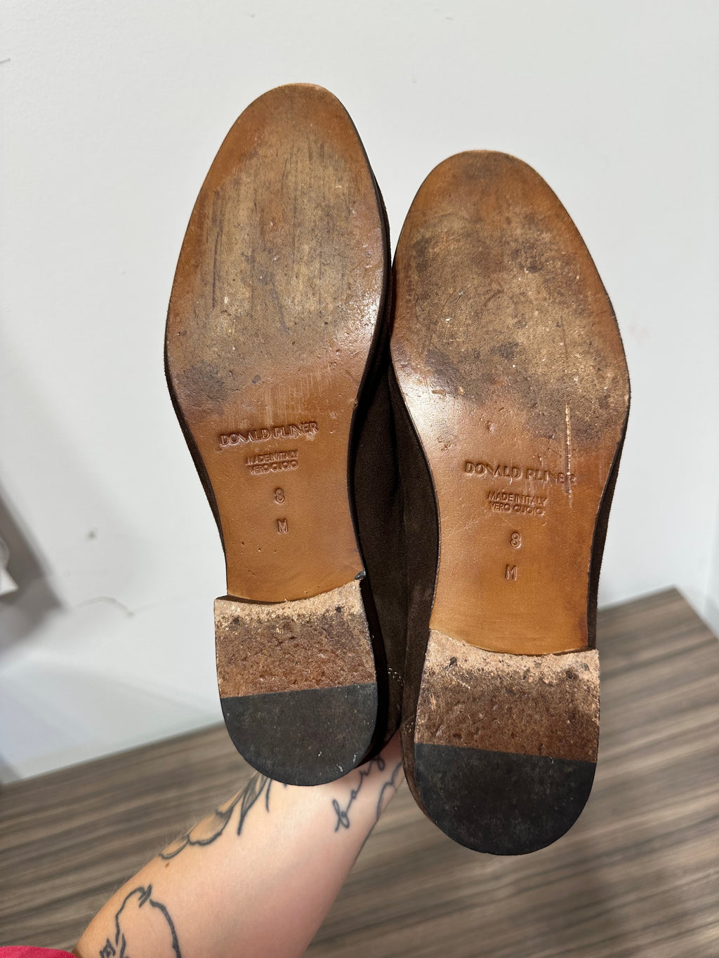Donald Pliner suede penny loafers men's sz 8