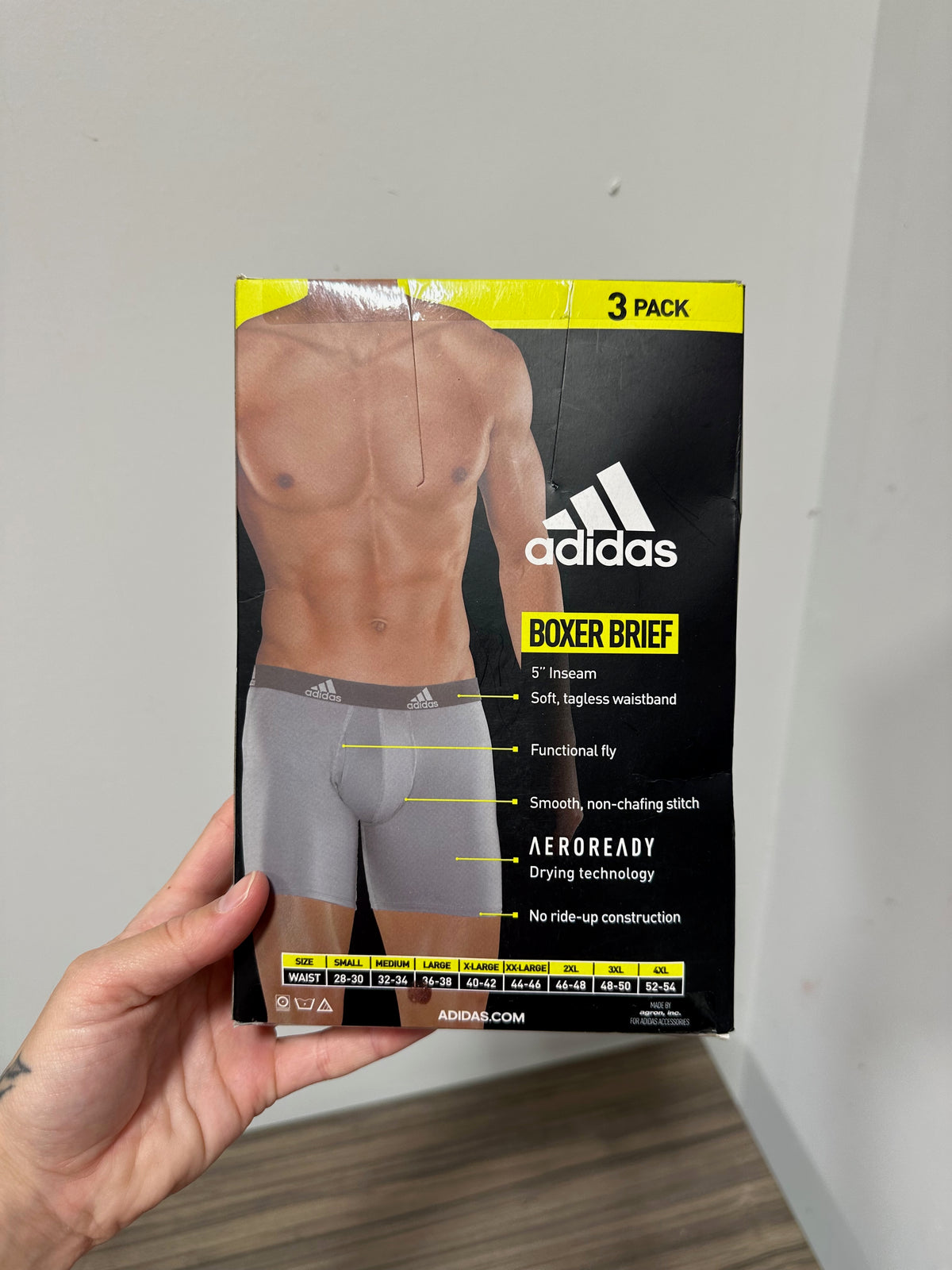 NEW adidas Men's Performance Quick-Dry Boxer Brief 3-Pack sz 2XL